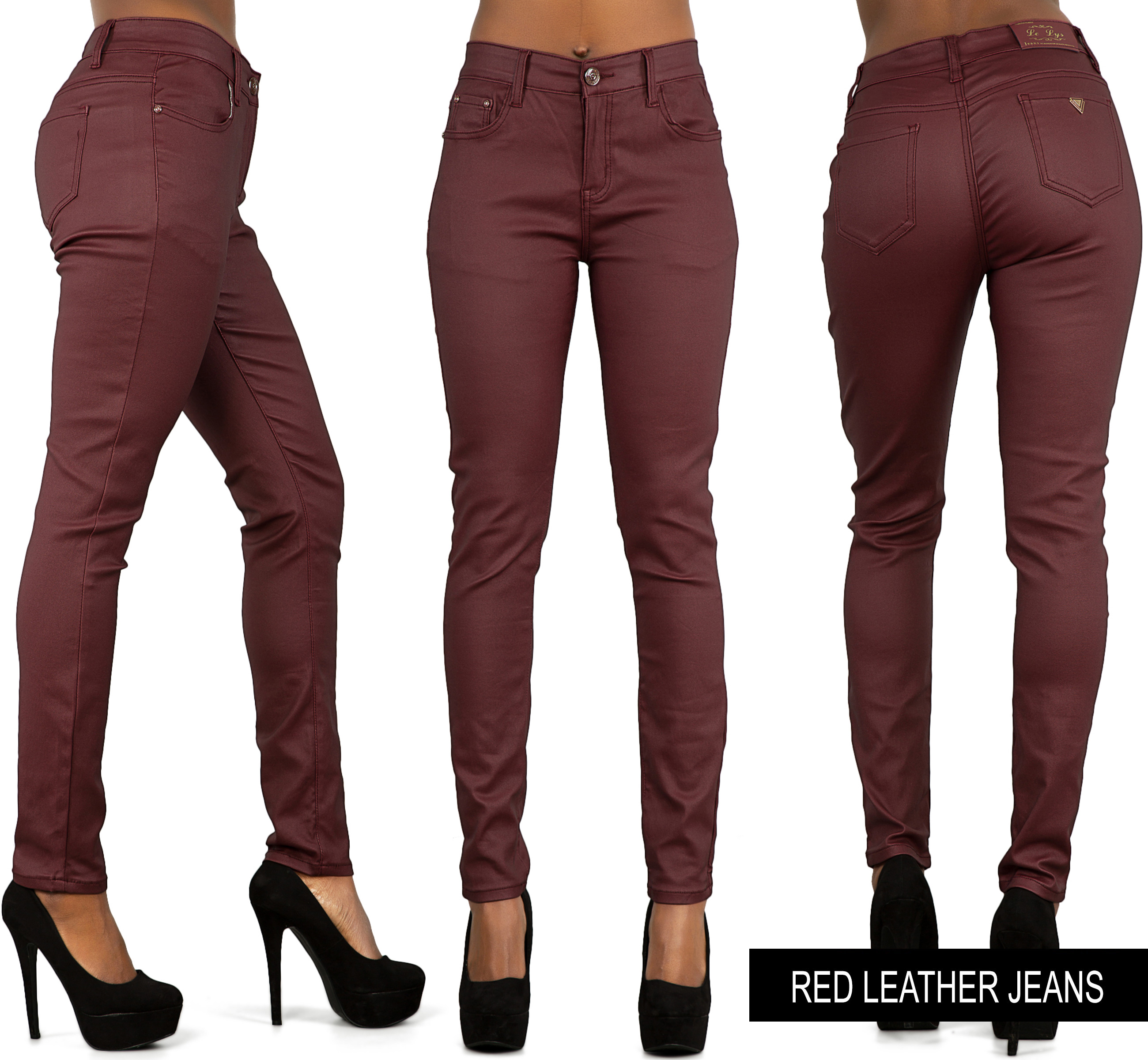 leather look jeans