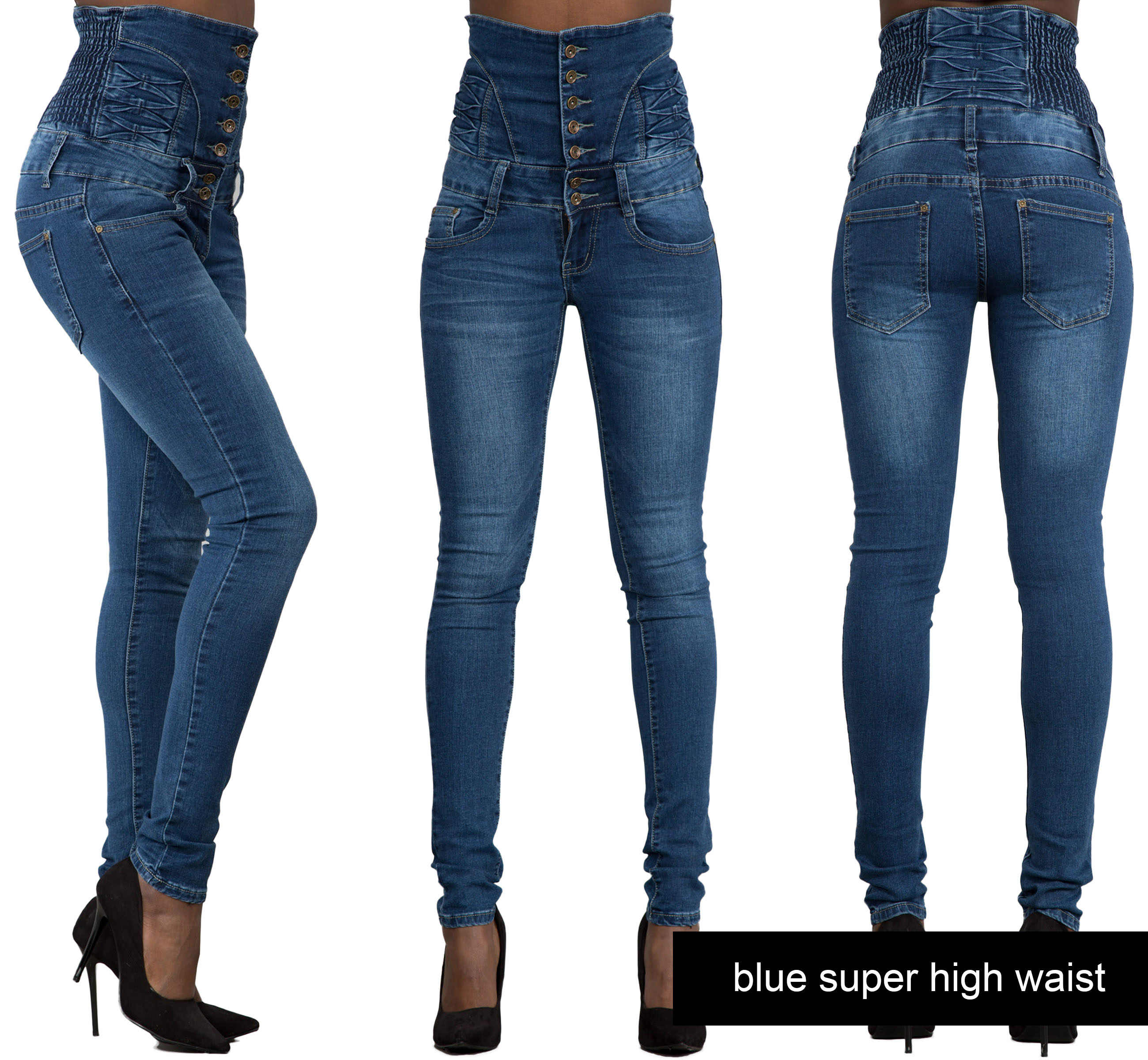 ... Waisted Blue Skinny Fit Jeans Stretch Denim Jegging Size    6-16 | eBay