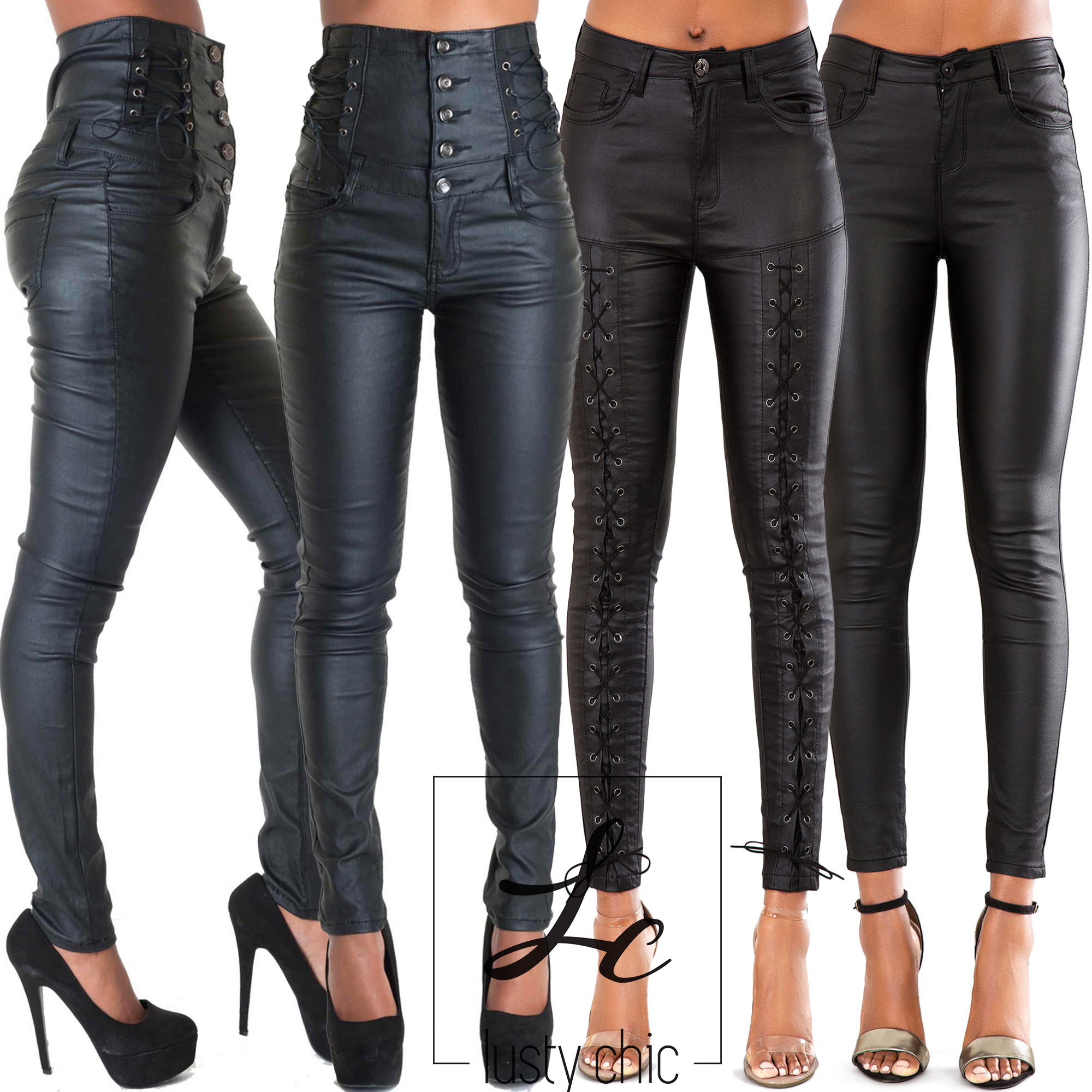 super high waisted leather trousers