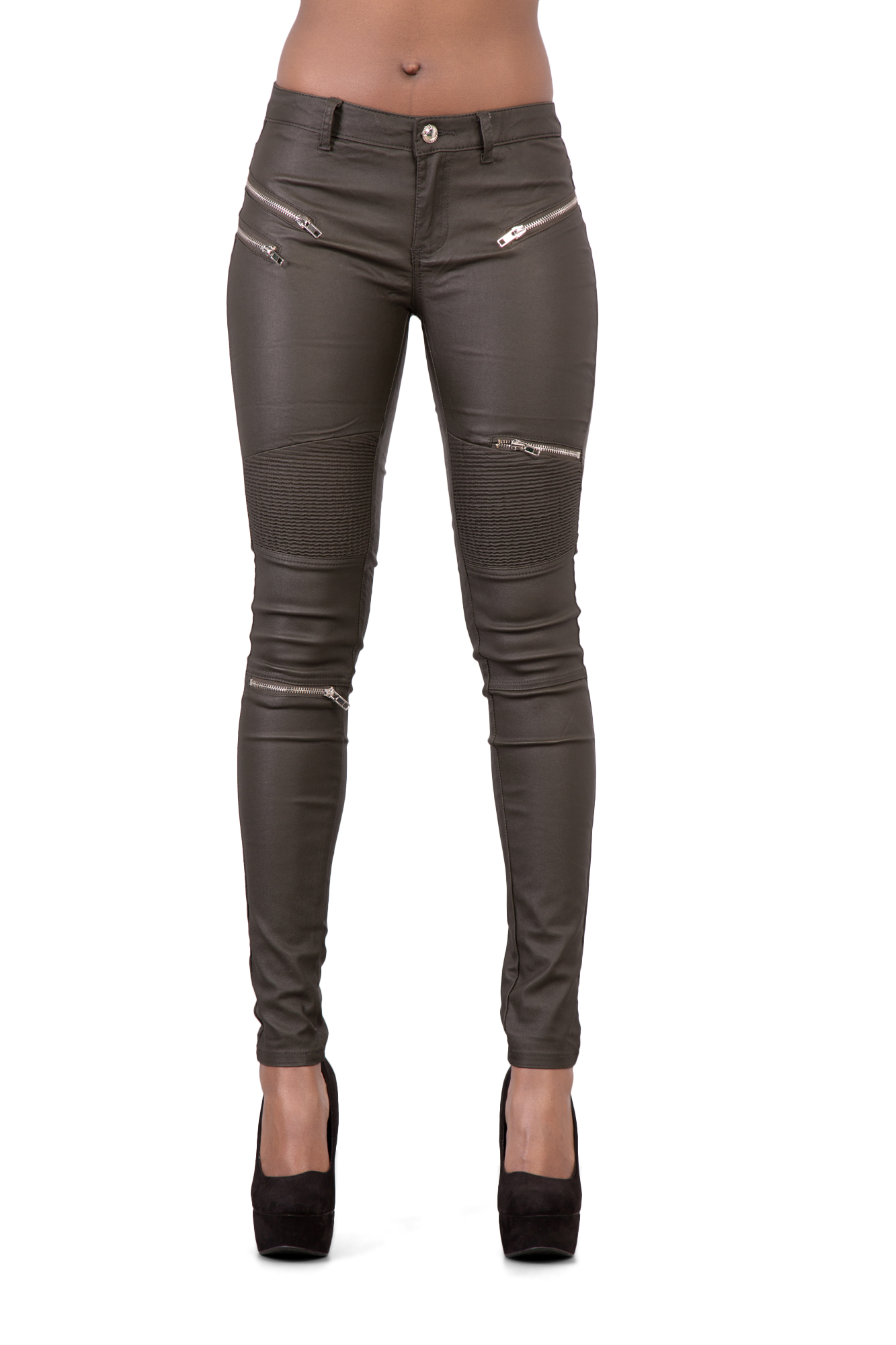 leather look jeans