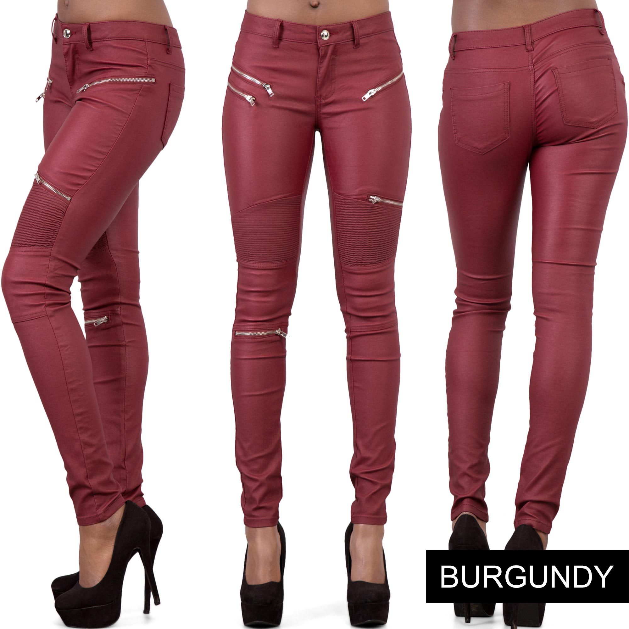 black leather jeans women's