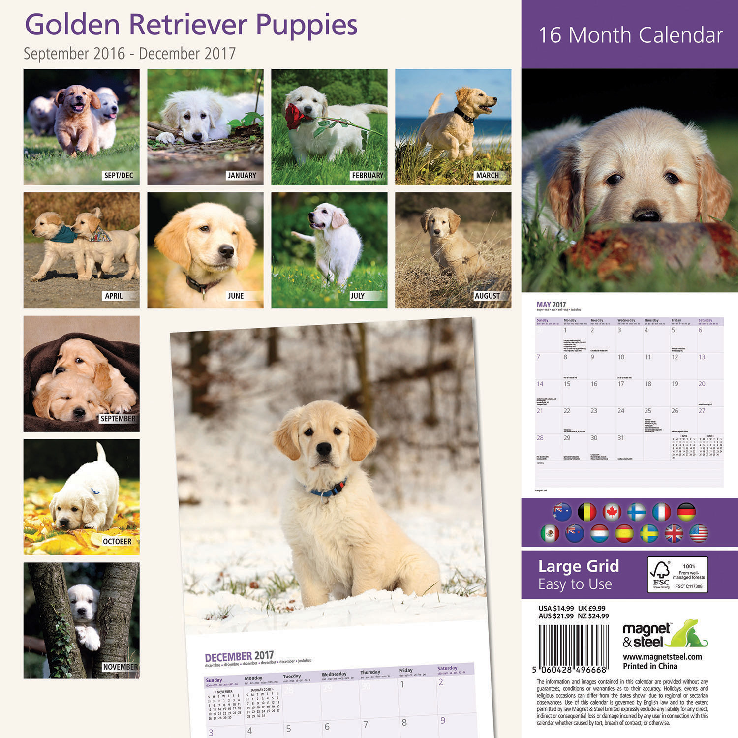 golden-retriever-puppies-2017-16-month-traditional-calendar-9-99-picclick-uk