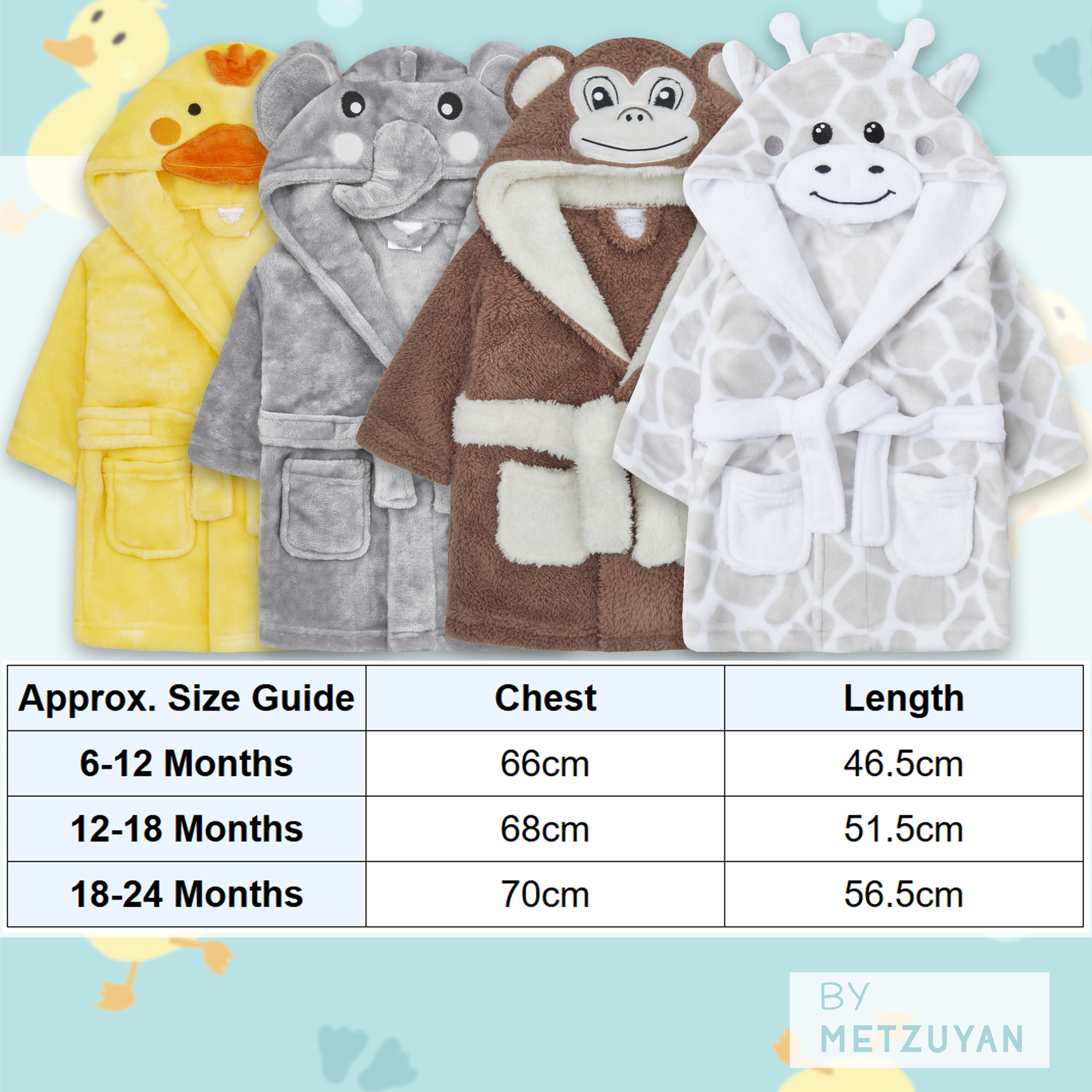 Unisex Baby Boys Girls Dressing Robe Novelty Animal Themed Gown Soft 6-24 Months