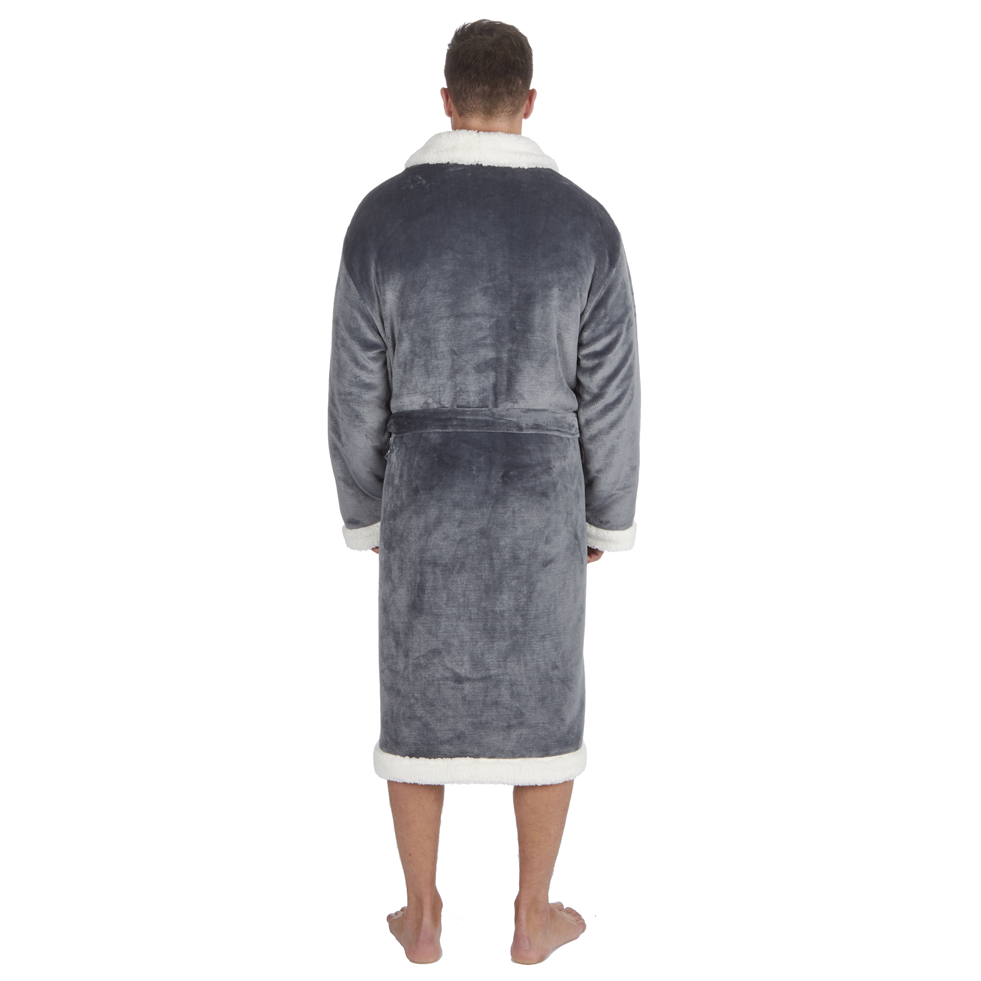 Hommes Luxe Doux Soyeux Robe de chambre avec Cosy Sherpa Polaire Doublure Intérieure M-XXL