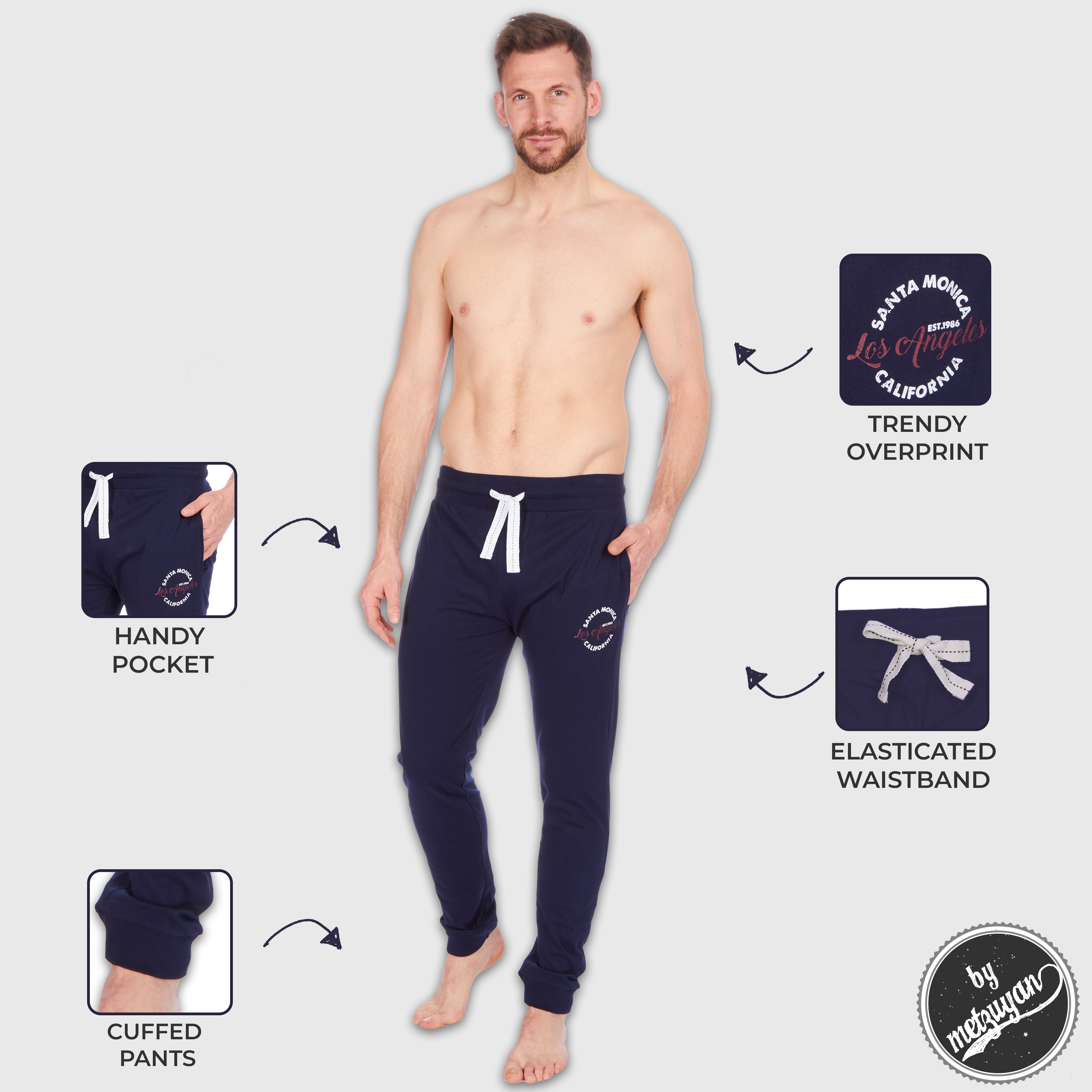 Metzuyan hommes pyjama de nuit Sommeil Lit pantalons Nightwear Lounge Coton S-XXL
