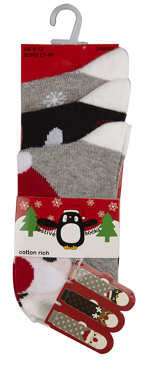 METZUYAN Childrens Girls Christmas Socks Cotton Rich Xmas Reindeer Penguin