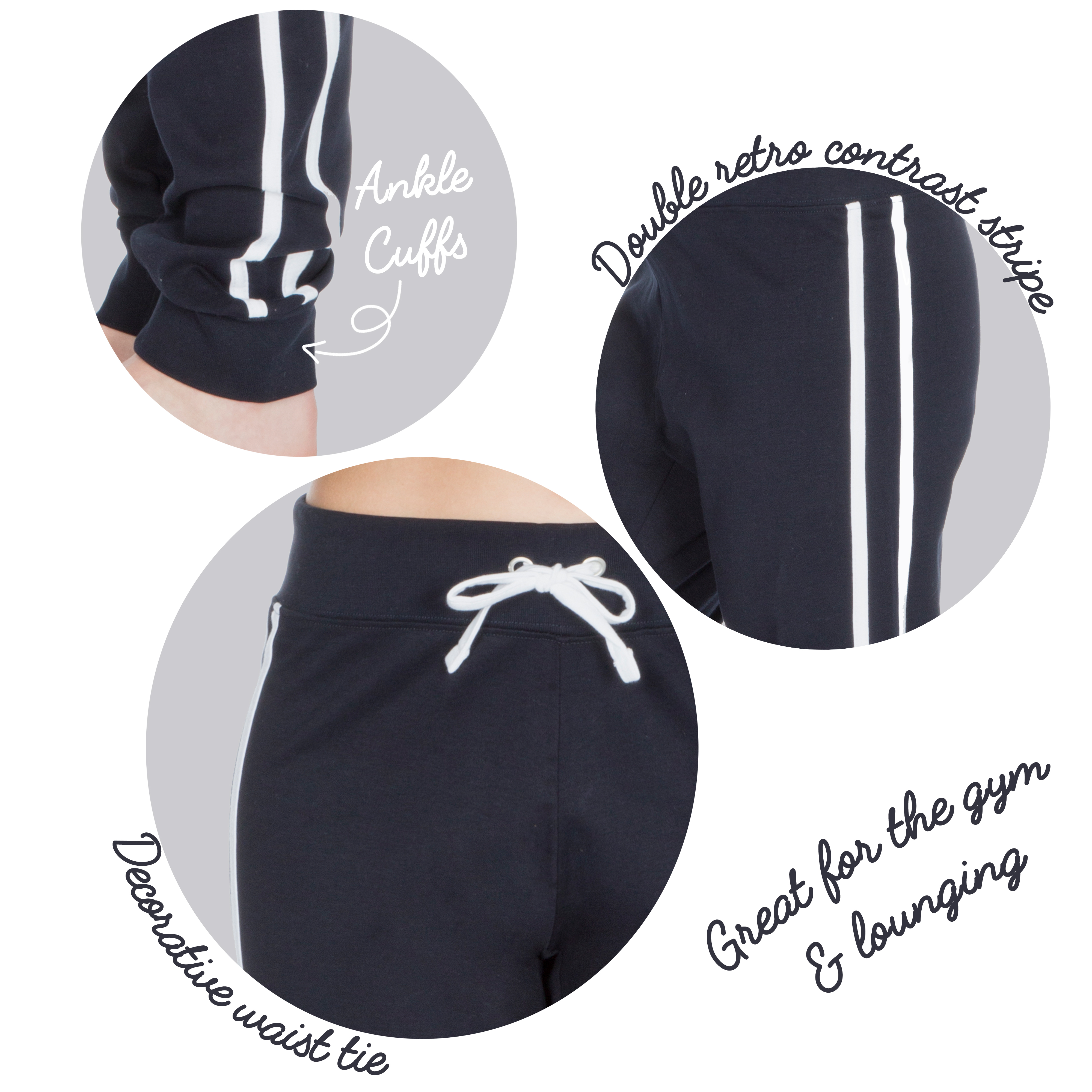 100/% Cotton Ladies Jogpants Sweatpants Tracksuit Bottoms Sports Gym Drawstring