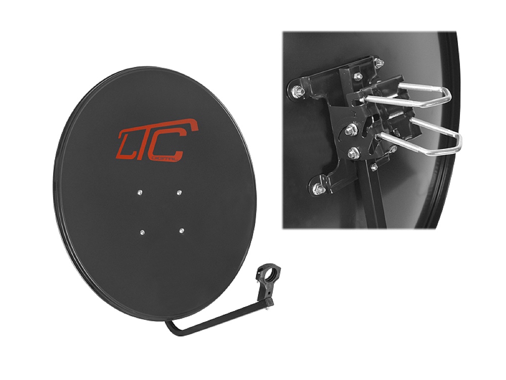 90cm Graphite Satellite Dish & Pole Mount Fittings for Freesat TV Astra