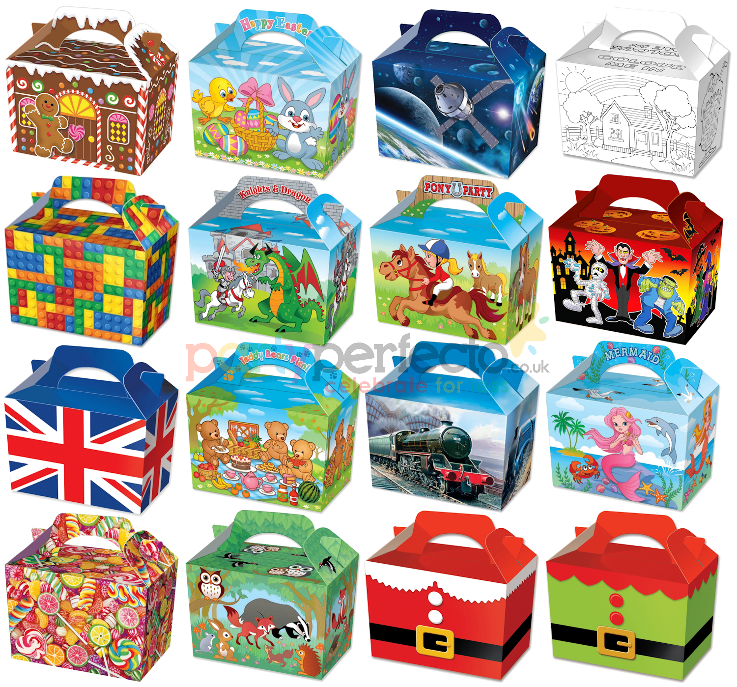 10 Childrens Party Boxes Choose From 17 Designs Bag Lunch Meal Bag