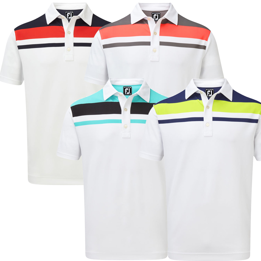 Footjoy Golf Stretch Pique Colour Block Yoke Mens Polo Shirt Scratch