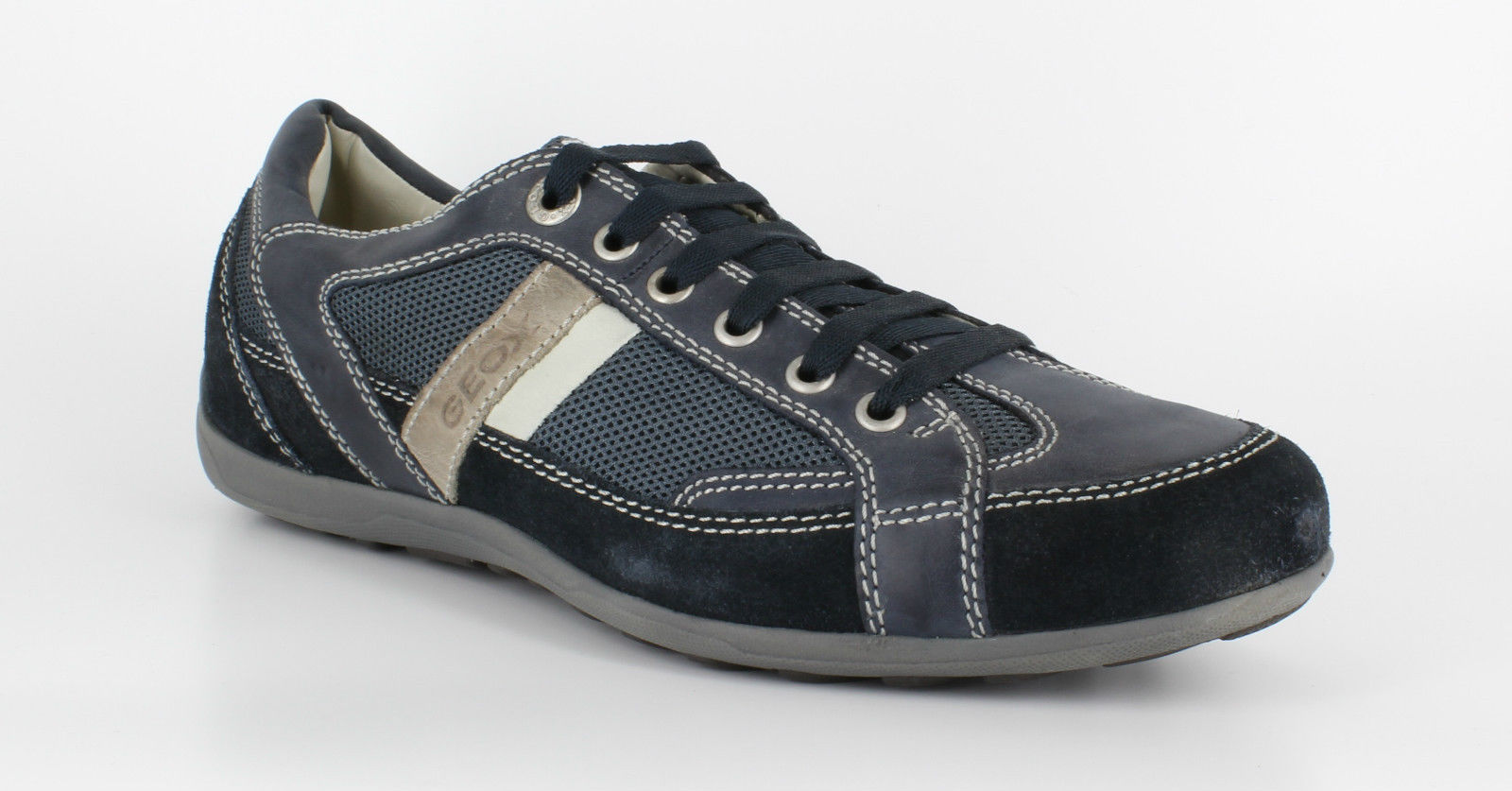 Mens Geox Casual Shoes Soft Blue Leather Lace Up Sizes 6
