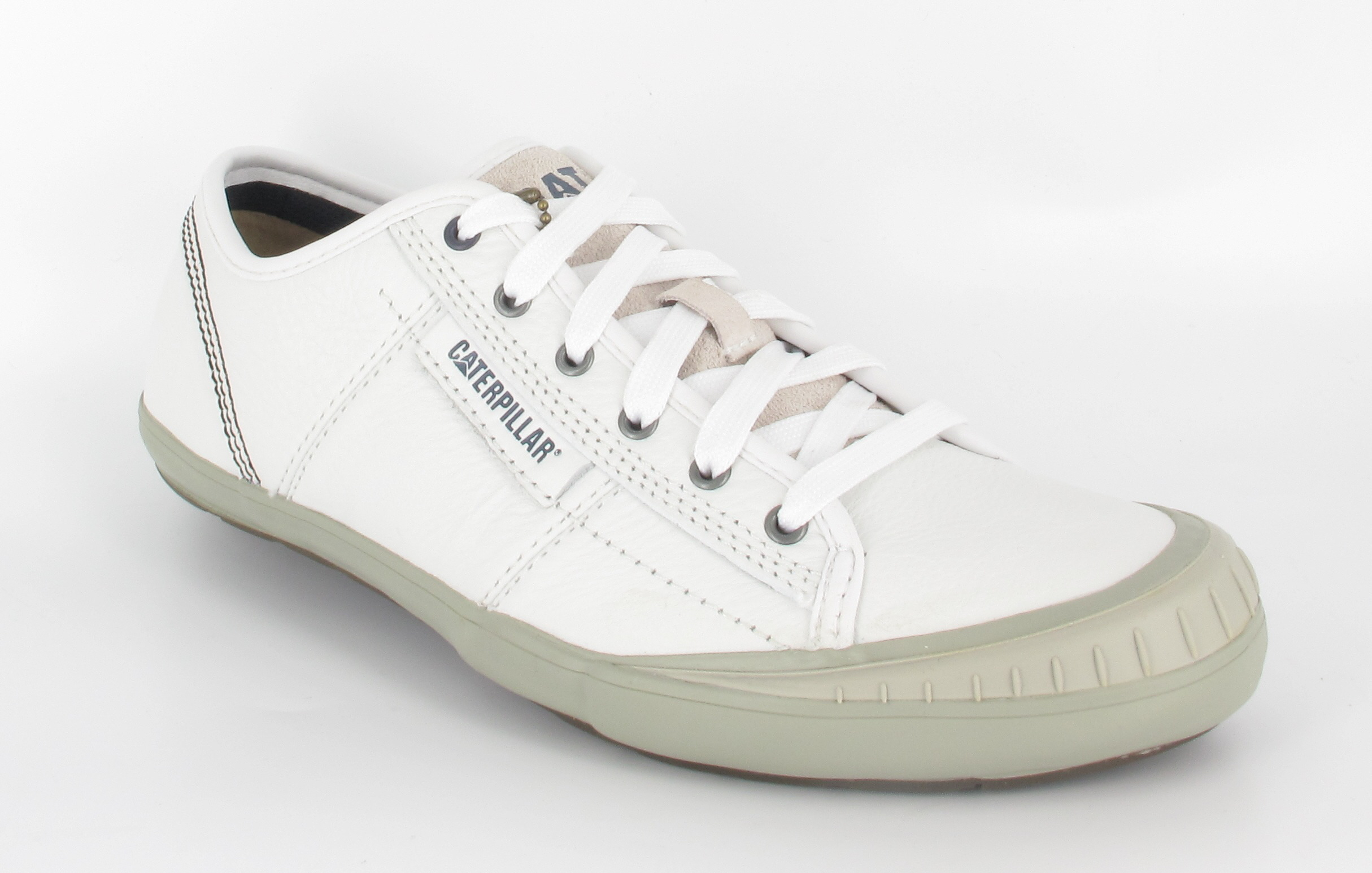 Mens Caterpillar INTAR White Leather Lace Up Pumps Trainers Shoes Size