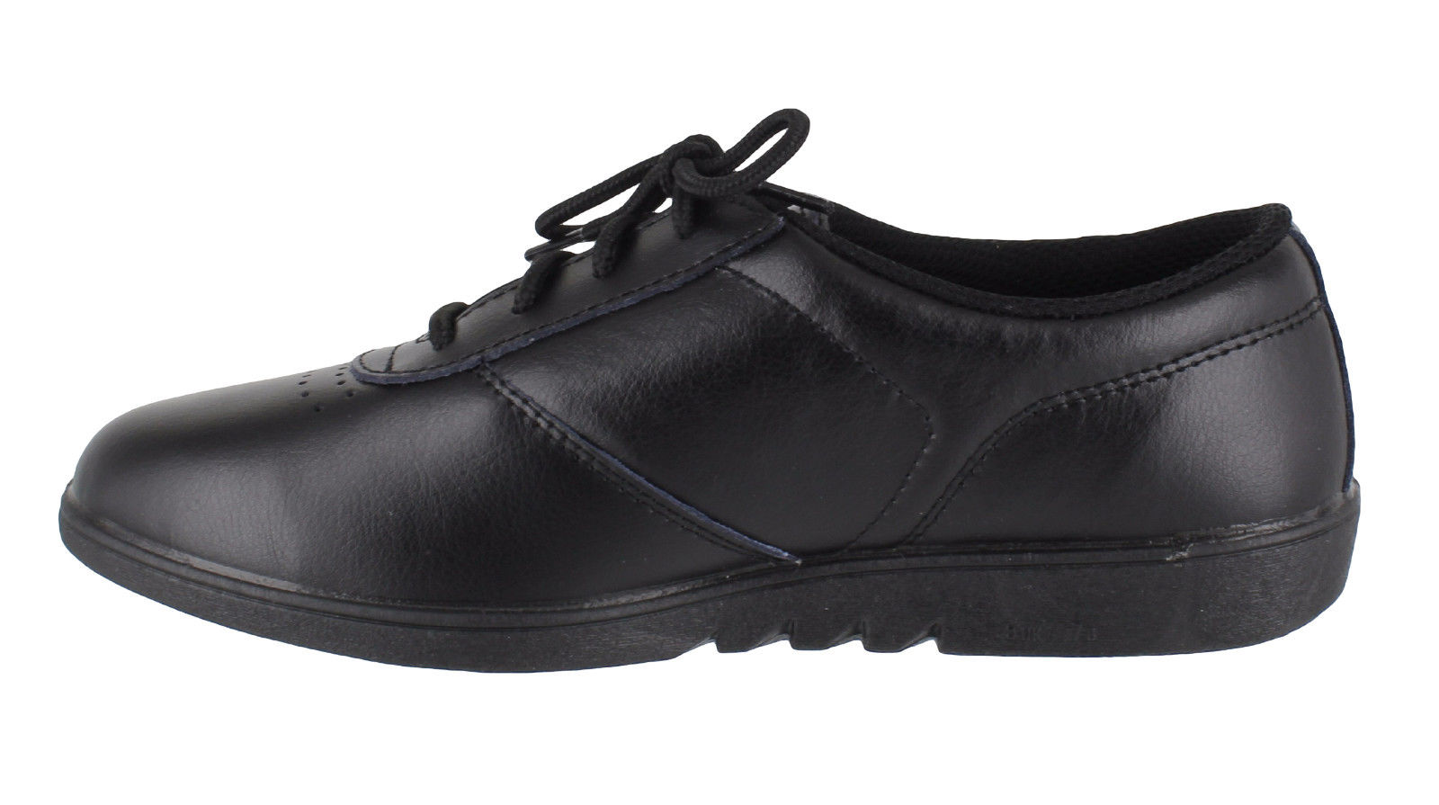 Womens Comfort Treble Style Black Leather Lace Up Washable Shoes Sizes