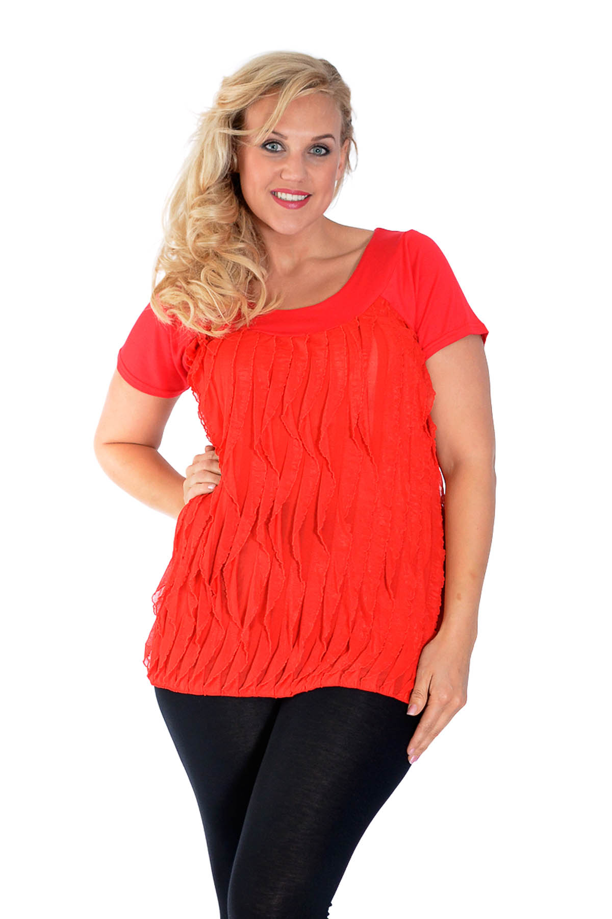 New Womens Top Plus Size Ladies Ruffle Short Sleeve Tunic Sale Stretch Nouvelle | eBay