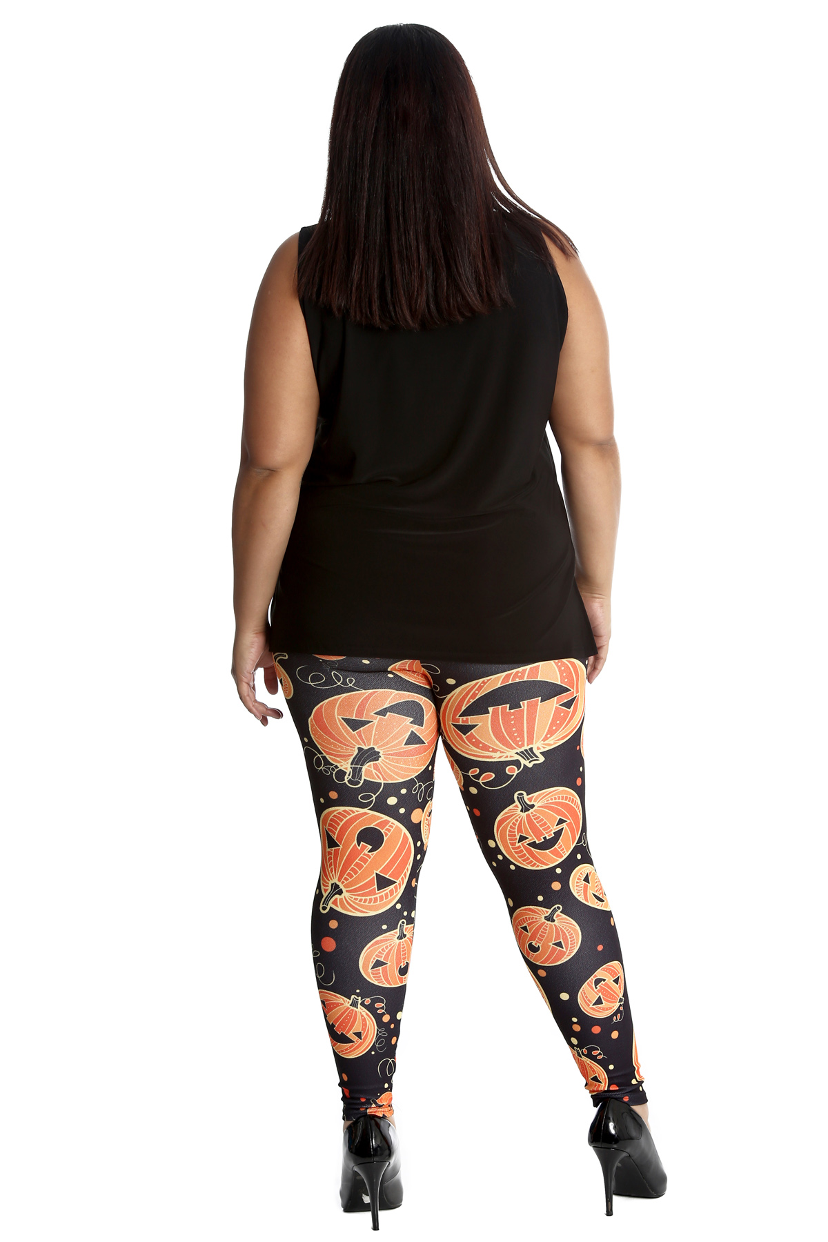 New Ladies Leggings Plus Size Women Halloween Pant Pumpkin Print Spooky Nouvelle