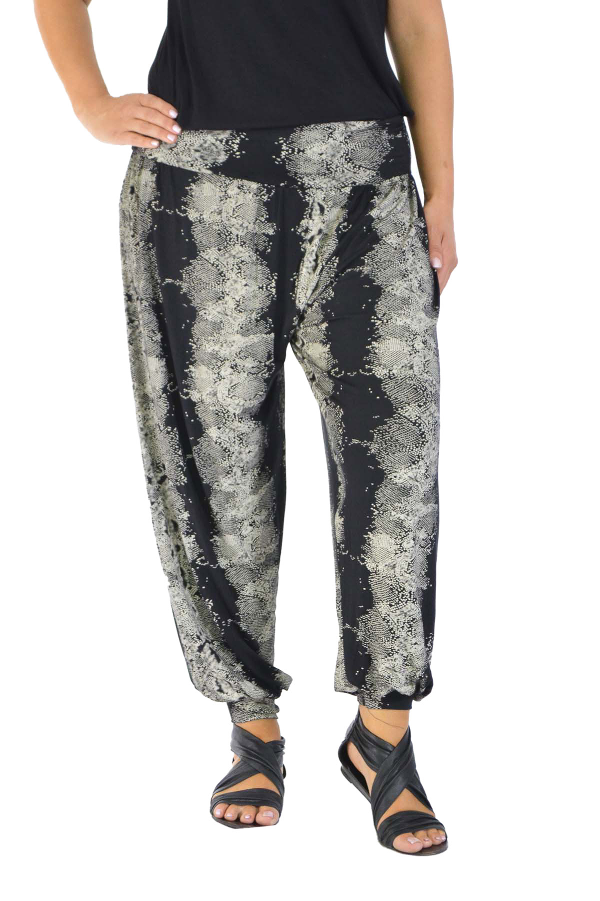 New Womens Harem Trousers Plus Size Snake Skin Print Long Ali Baba Yoga Nouvelle