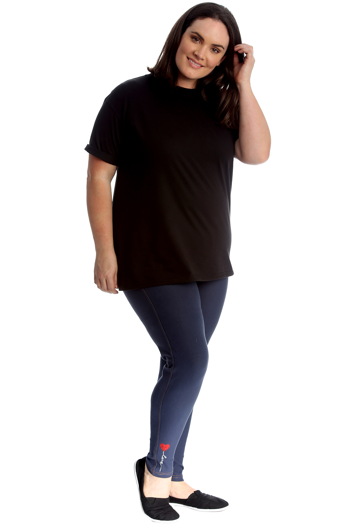 Nuevos Leggings para Mujer Talla Plus Jeggings Damas Corazón Stud Amor Pantalones Largos Pantalones