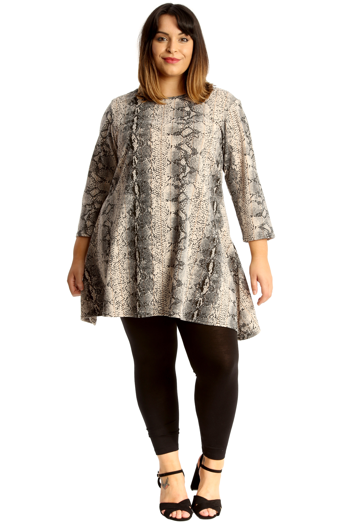 Nouveau Haut Plus Taille Haut Femme Swing Patineuse Tunique Peau De Serpent Imprimé Animal épais
