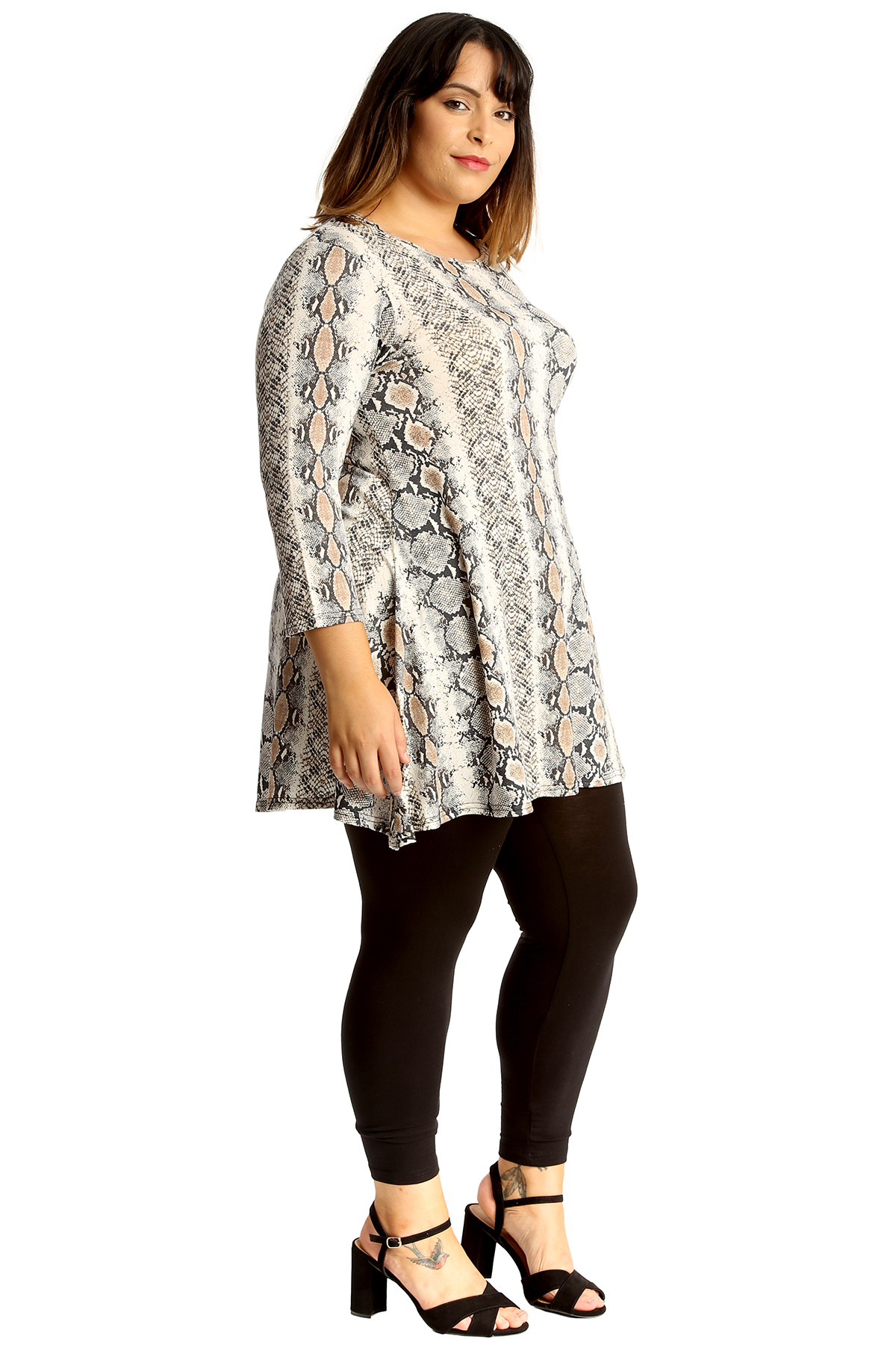 Nouveau Haut Plus Taille Haut Femme Swing Patineuse Tunique Peau De Serpent Imprimé Animal épais