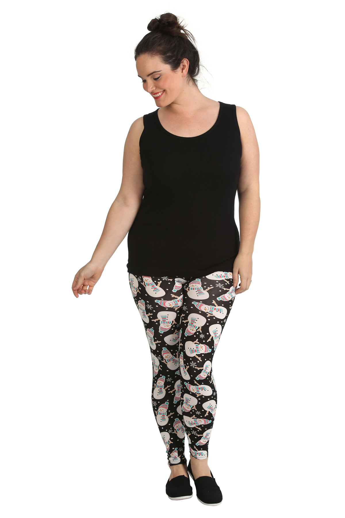 Womens Leggings Plus Size Ladies Snowman Print Christmas Full Length Nouvelle