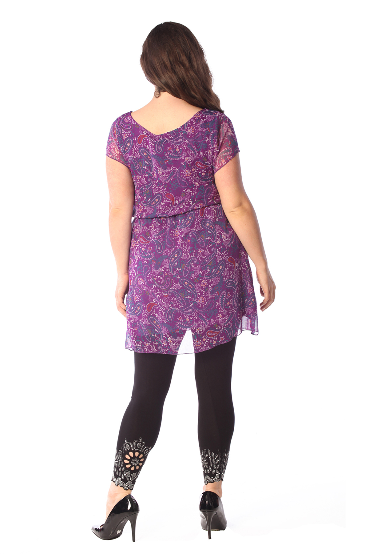 Neu Damen Oben Frau Übergröße Paisley Druck Chiffon Minikleid Tunic Top Nouvelle