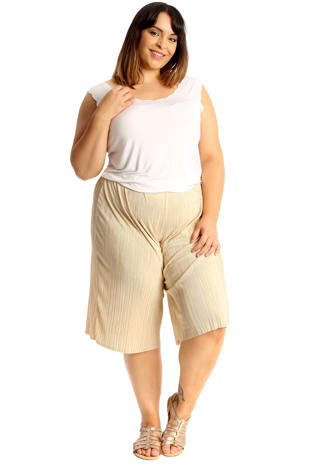 Nouveau Haut Plus Taille Culottes Femmes Crinkle Short vente Summer genou élastique