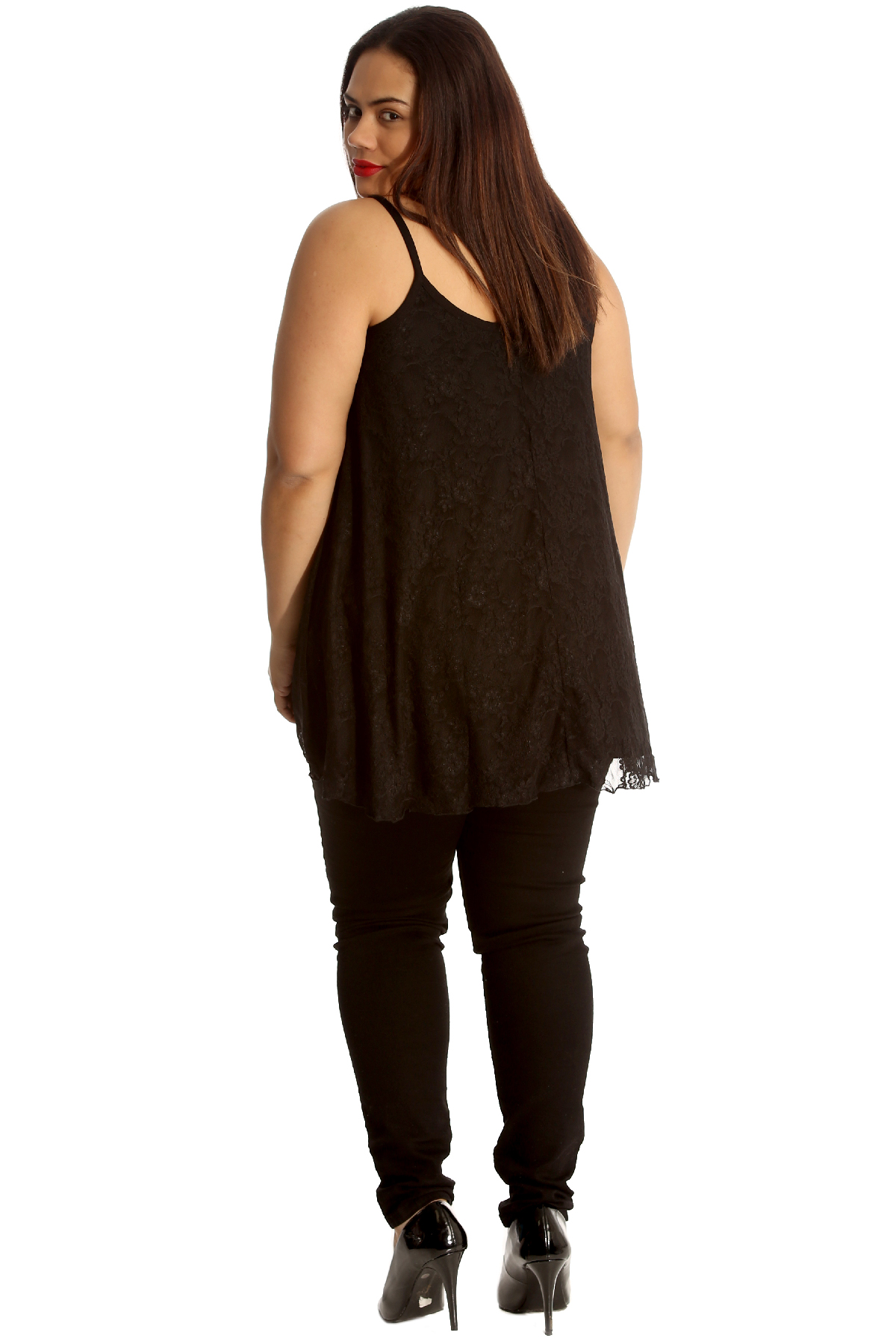 Womens Top Ladies Camisole Tank Top Floral Lace Summer Tunic Plus Size Nouvelle