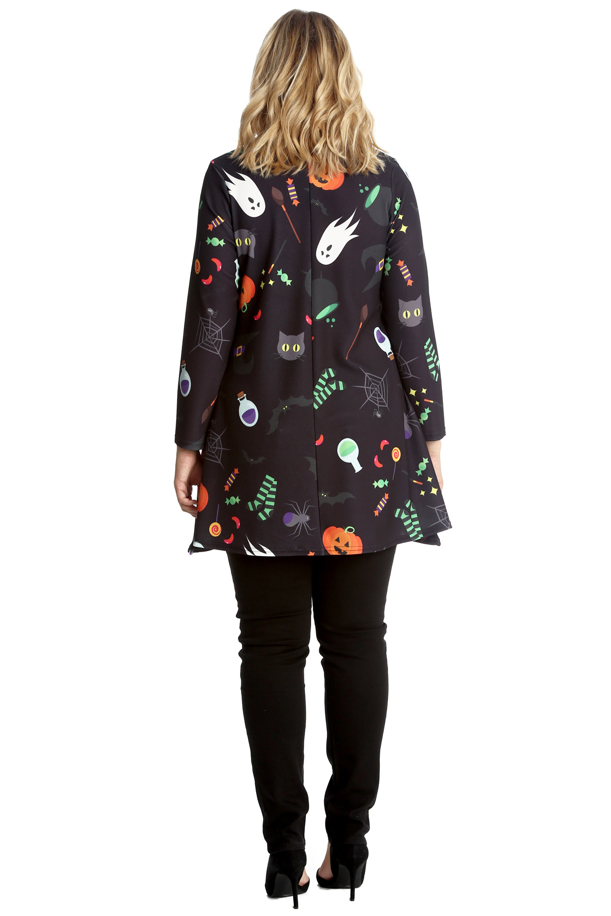 New Womens Plus Size Swing Top Ladies Halloween Ghost Broom Pumpkin Nouvelle