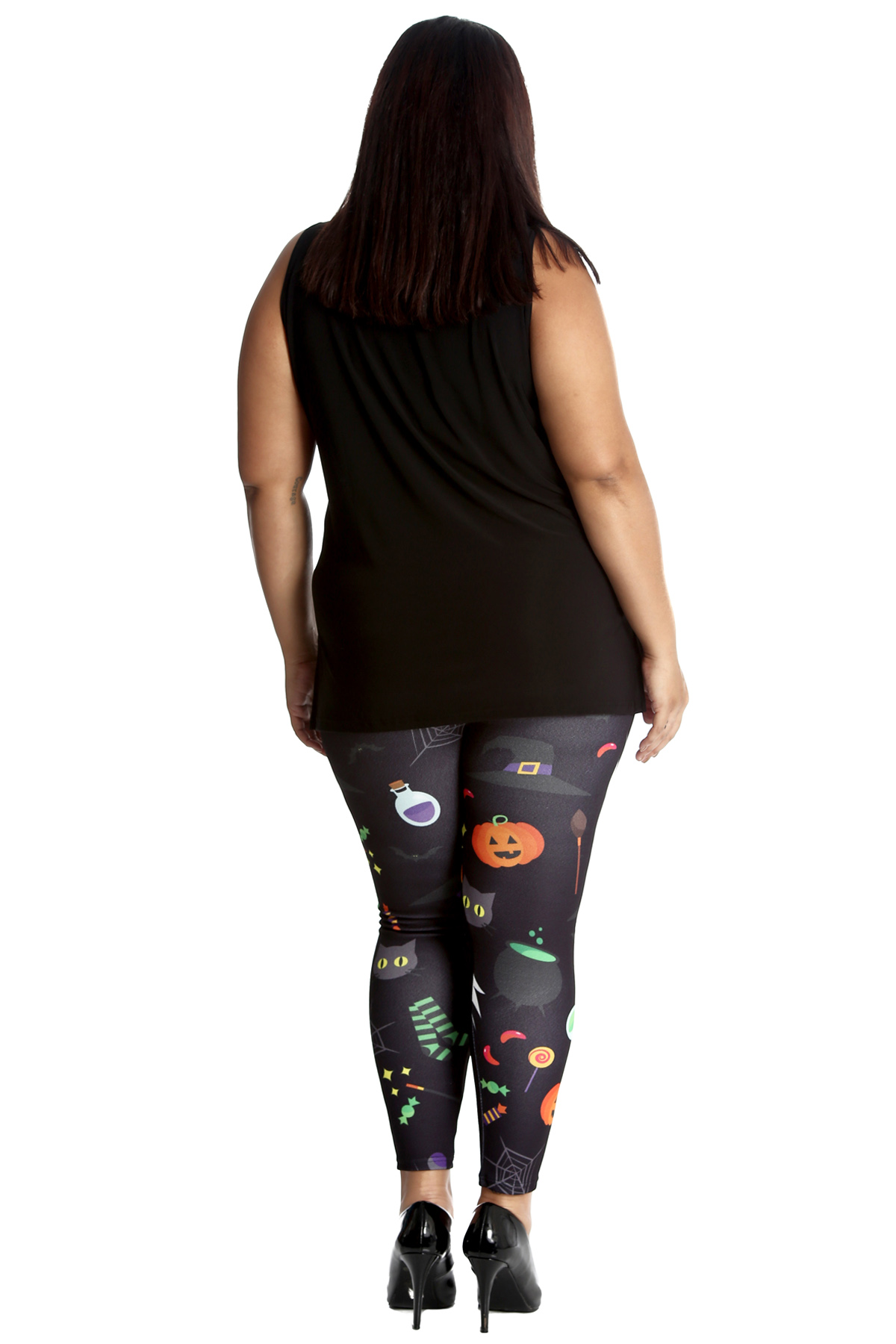 New Womens Plus Size Leggings Ladies Halloween Ghost Trick Treat Broom Nouvelle
