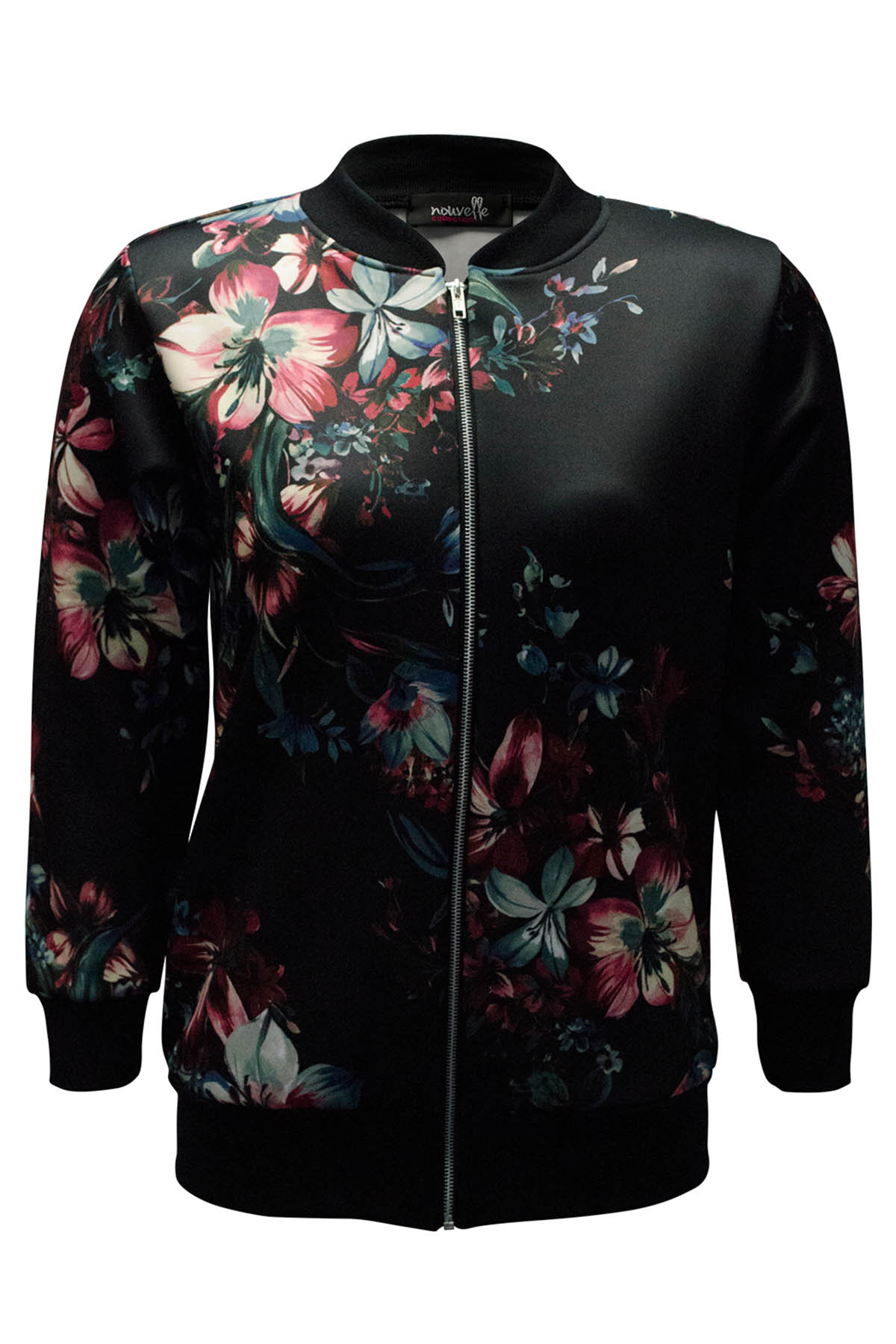 New Womens Jacket Plus Size Ladies Floral Print Bomber Oriental Ribbed Nouvelle Ebay 4720