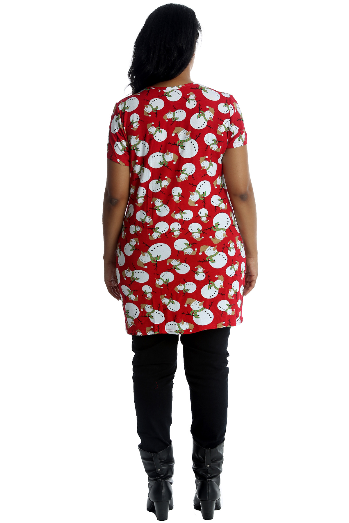 New Womens Plus Size T-Shirt Ladies Snowman Christmas Print Top Novelty Party