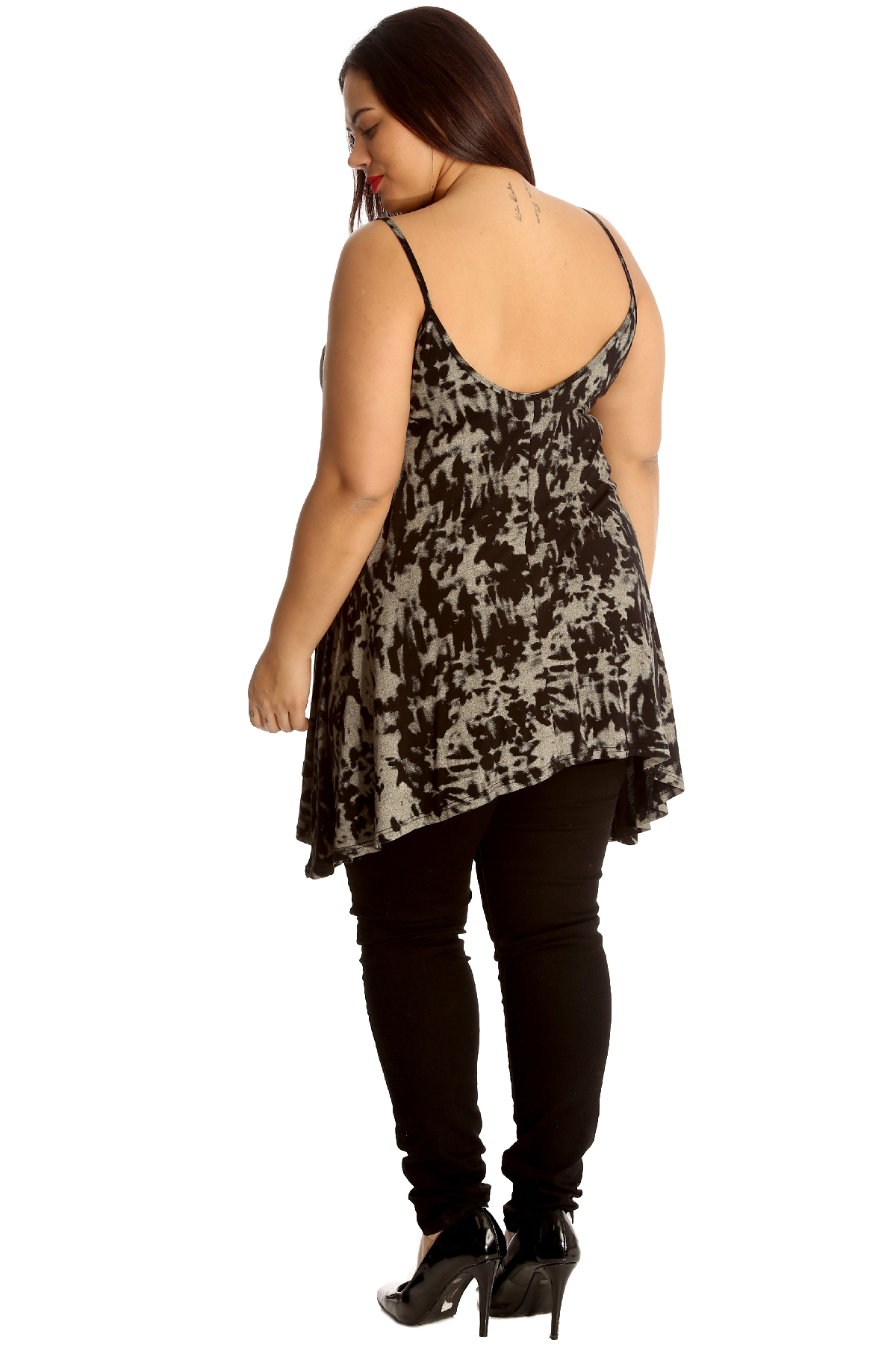 New Womens Top Ladies Camisole Tank Swing Top Abstract Print Plus Size Nouvelle