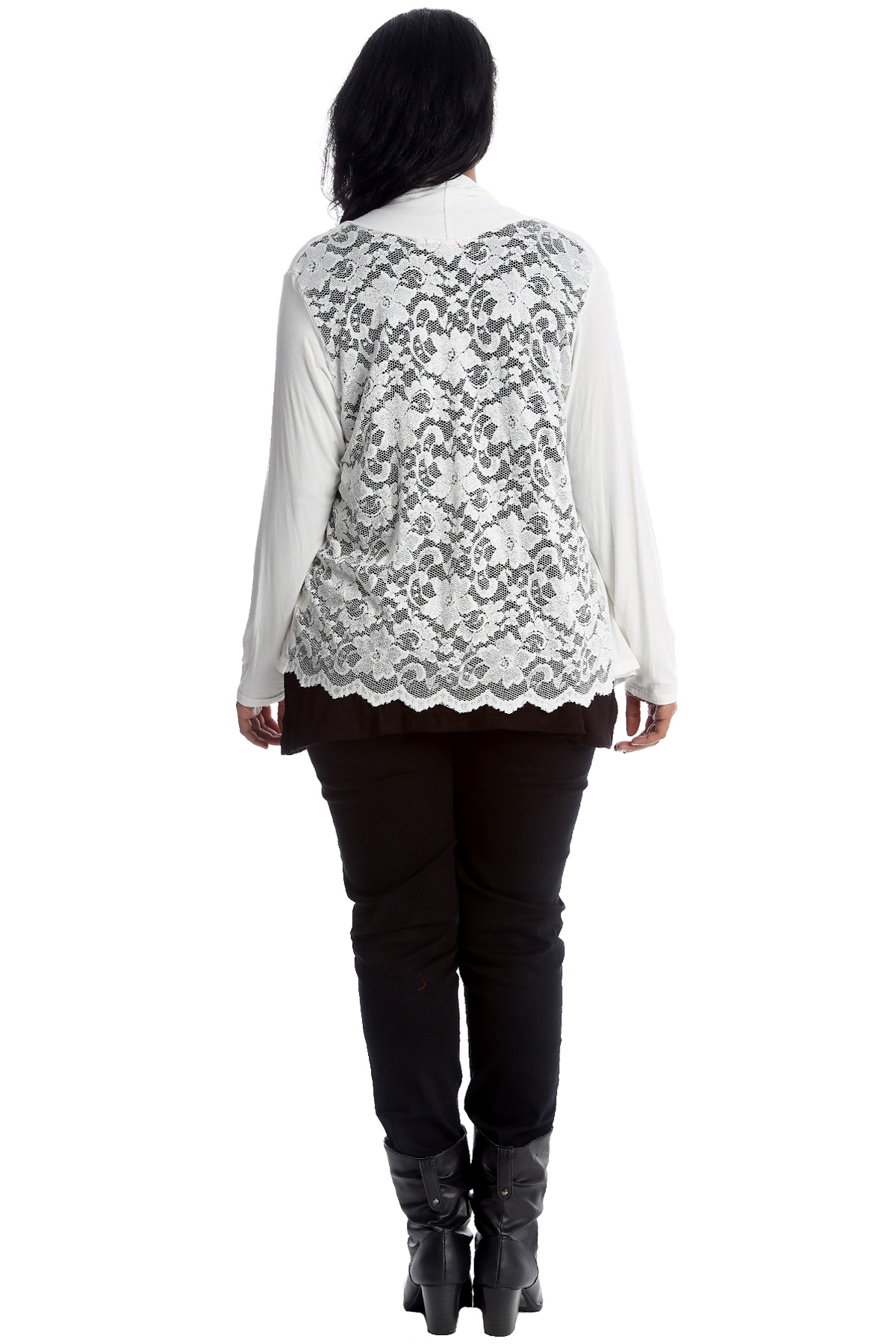 New Women Plus Size Cardigan Ladies Floral Lace Scallop Back Open Front Quality