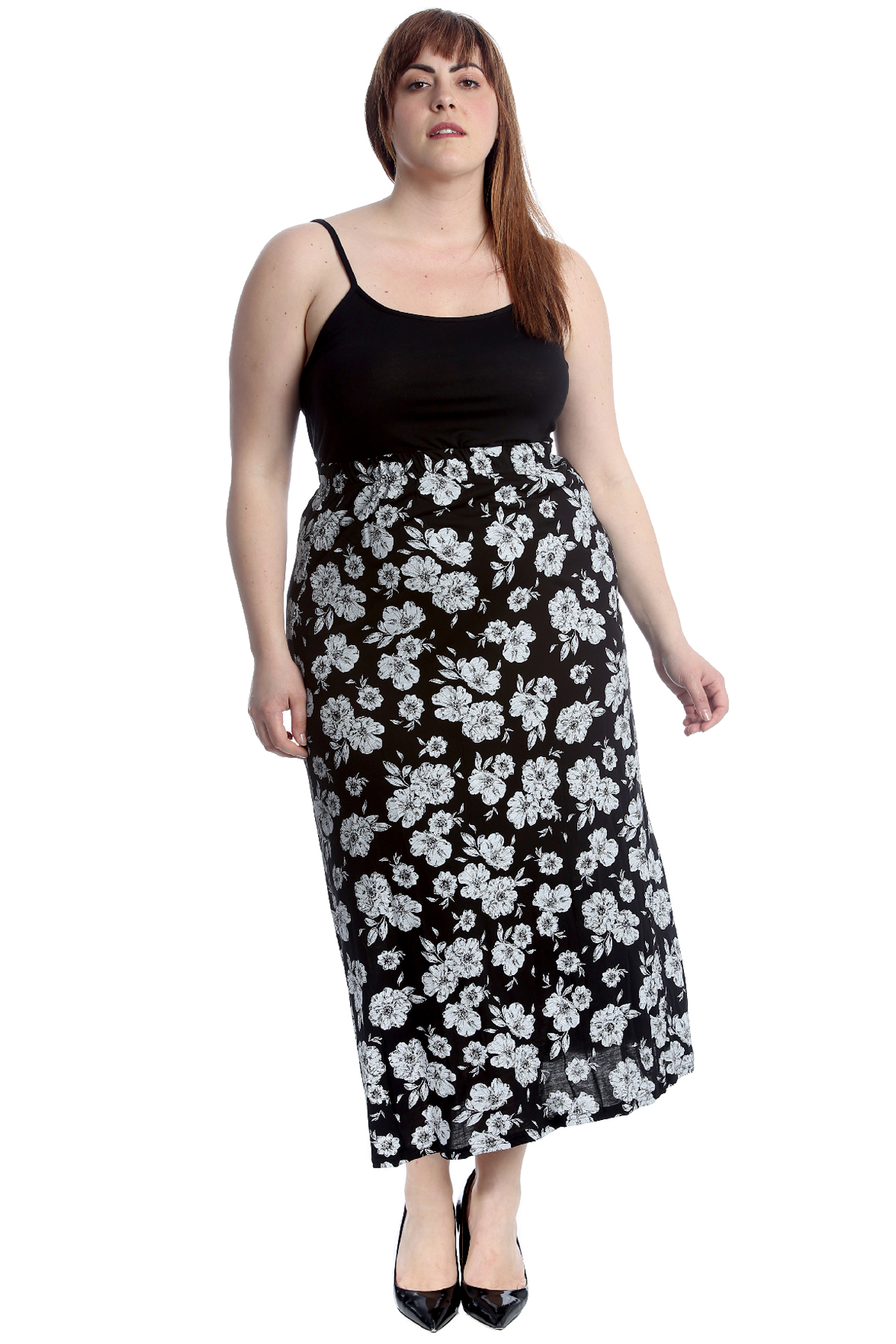 Neu Fraue Übergröße Rock Damen Blume Druck Maxi Stil Elastisch Taille Weich Sale