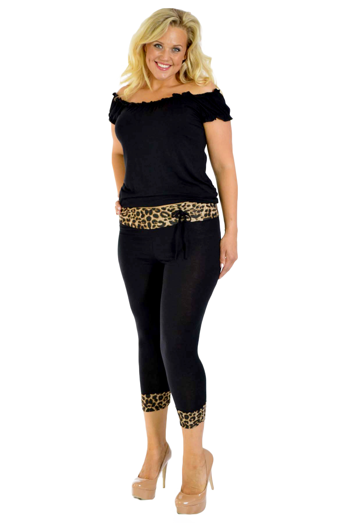 New Womens Plus Size Leggings Ladies Leopard Animal Print Band Cropped Nouvelle