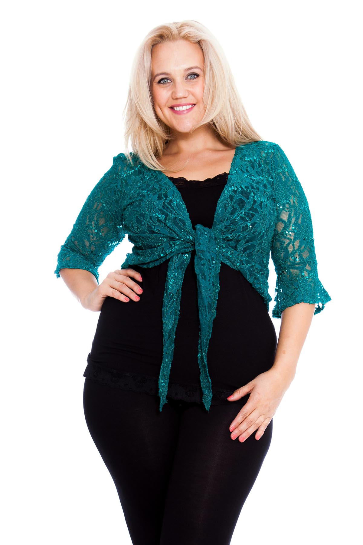 New Womens Shrug Plus Size Ladies Floral Lace Front Tie Sequin Top Nouvelle Ebay