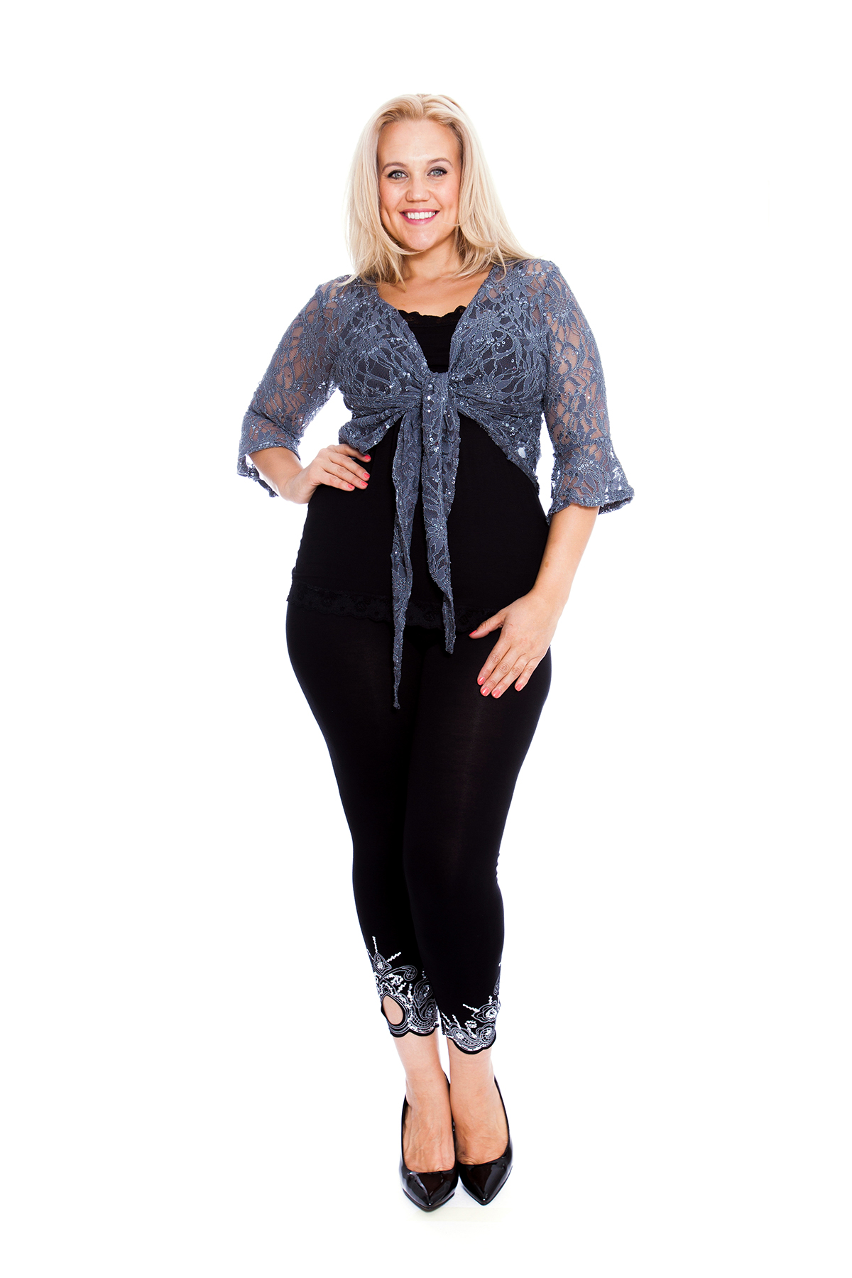 New Womens Shrug Plus Size Ladies Floral Lace Front Tie Sequin Top Nouvelle Ebay