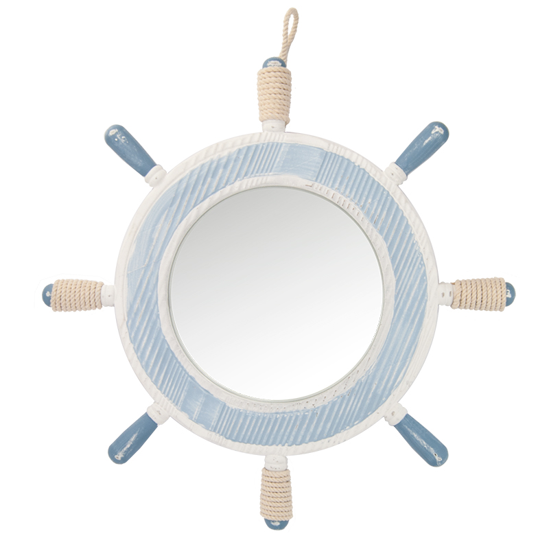 ShabbyChic Nautical Seaside Themed Wooden Ship Wheel Bathroom Mirror Blue Cream eBay