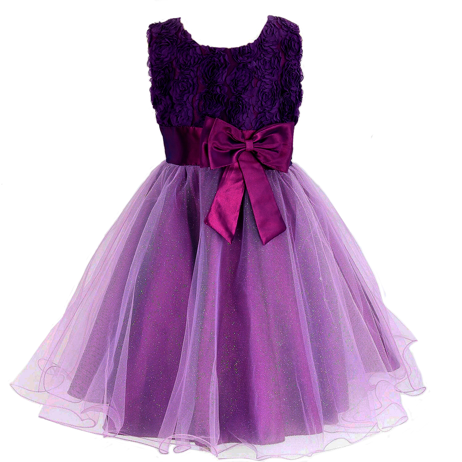 Girls 3D Effect Flower Sleeveless Formal Party Dress Wedding Bridesmaid