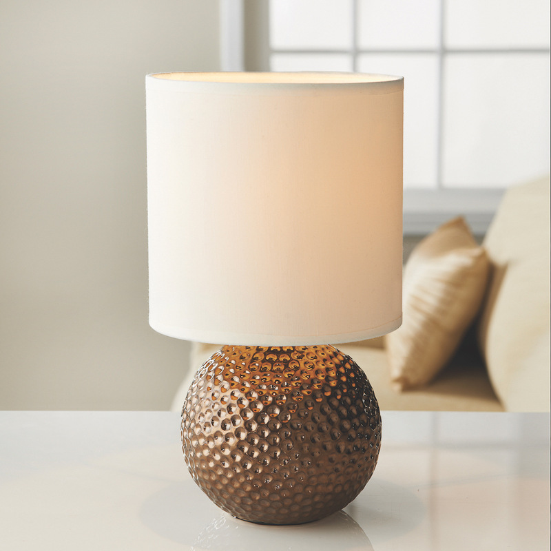 Memphis Dimpled Ceramic Bedside Table Lamp Chrome/Bronze Base NEW eBay