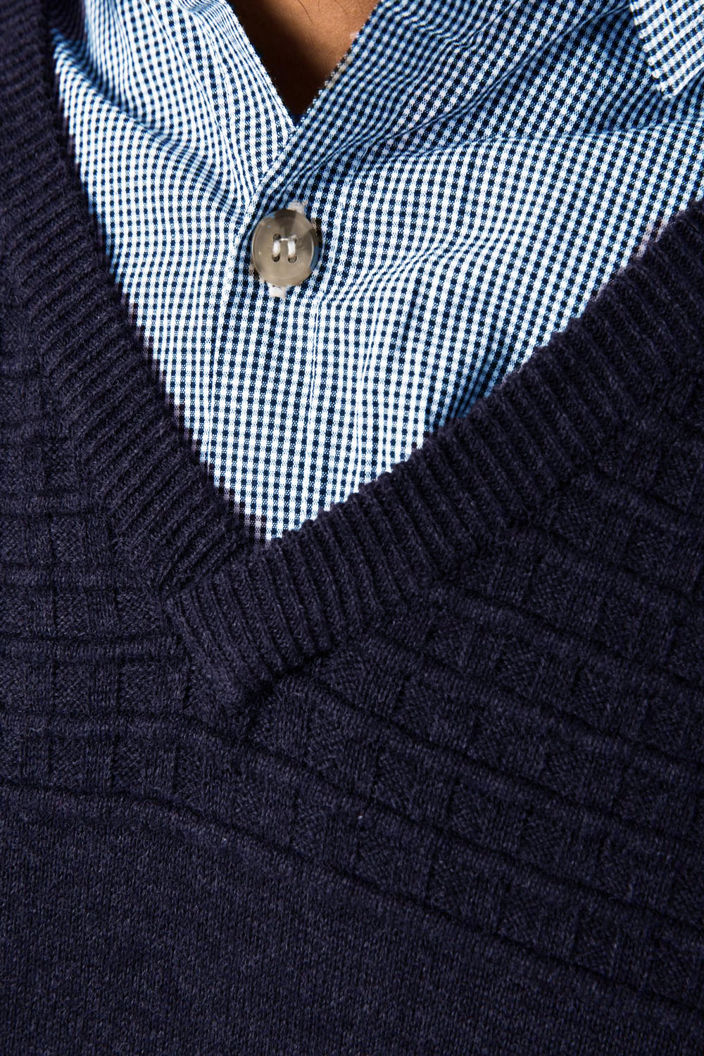 Threadbare Mens Knitted V Neck Jumper Jakarta Sweater Mock Shirt Collar