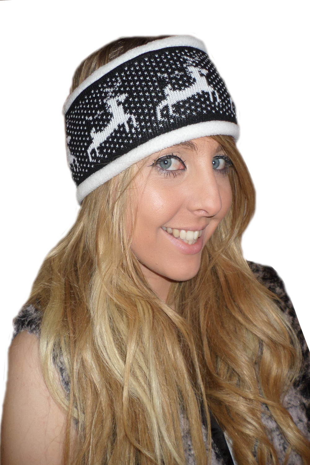 Womens Reindeer Headband Boutique New Ladies Soft Fleece Lined Hair