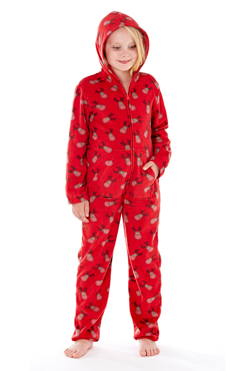 Bambini Morbido in Pile con Cappuccio e Cerniera Tutto in Uno Bambini Bambine Stampato Pigiama NIGHTWEAR