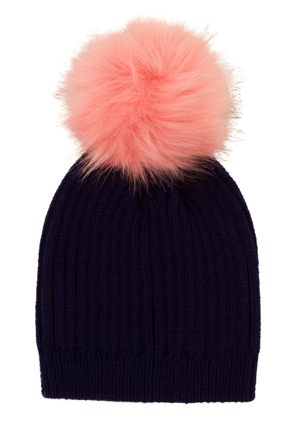 Nifty Childrens Detachable Faux Fur Pom Pom Chunky Knit Designer Kids Beanie Hat