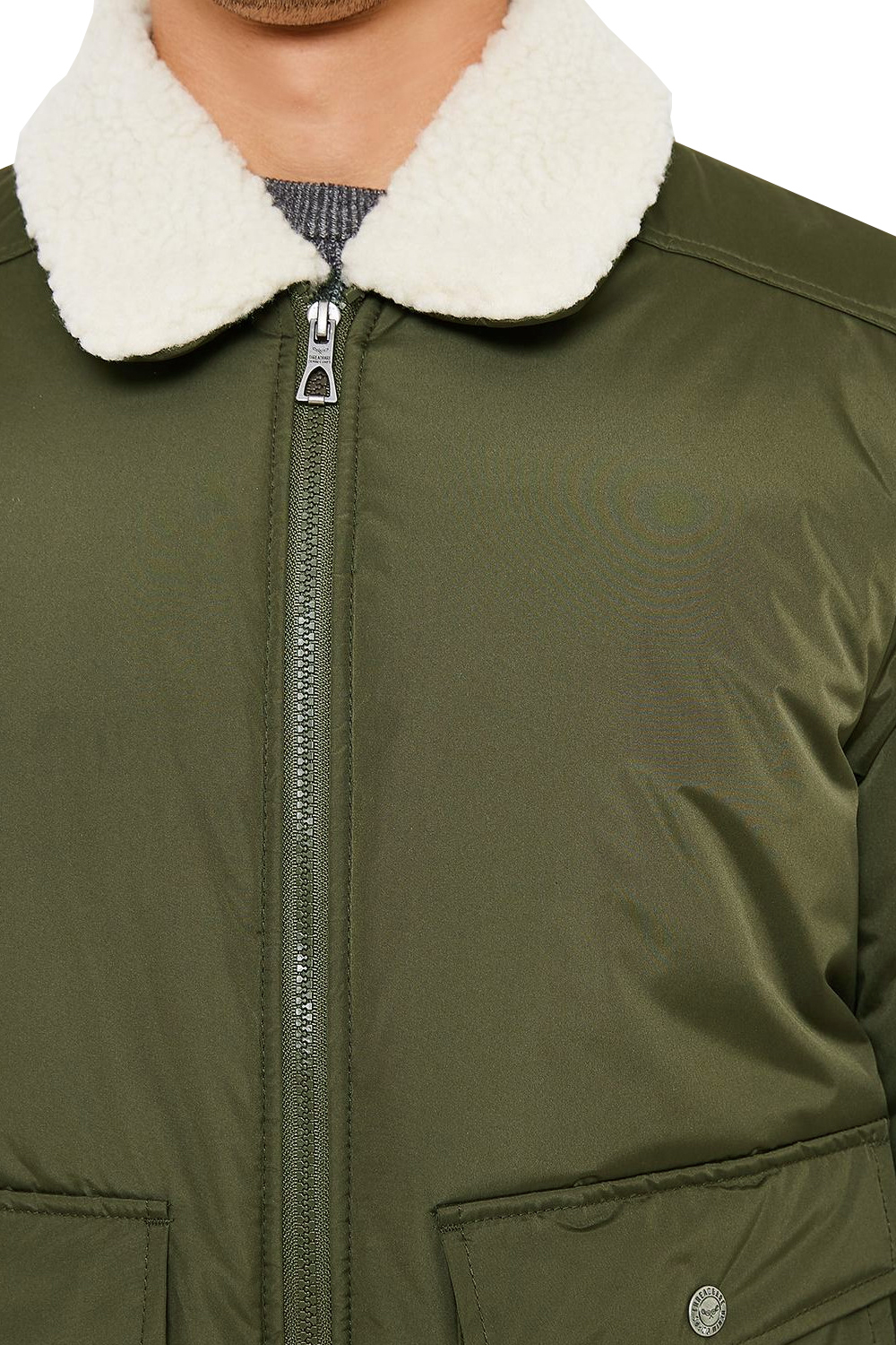 Threadbare Mens Camden Bomber Jacket Faux Collar Padded Blouson