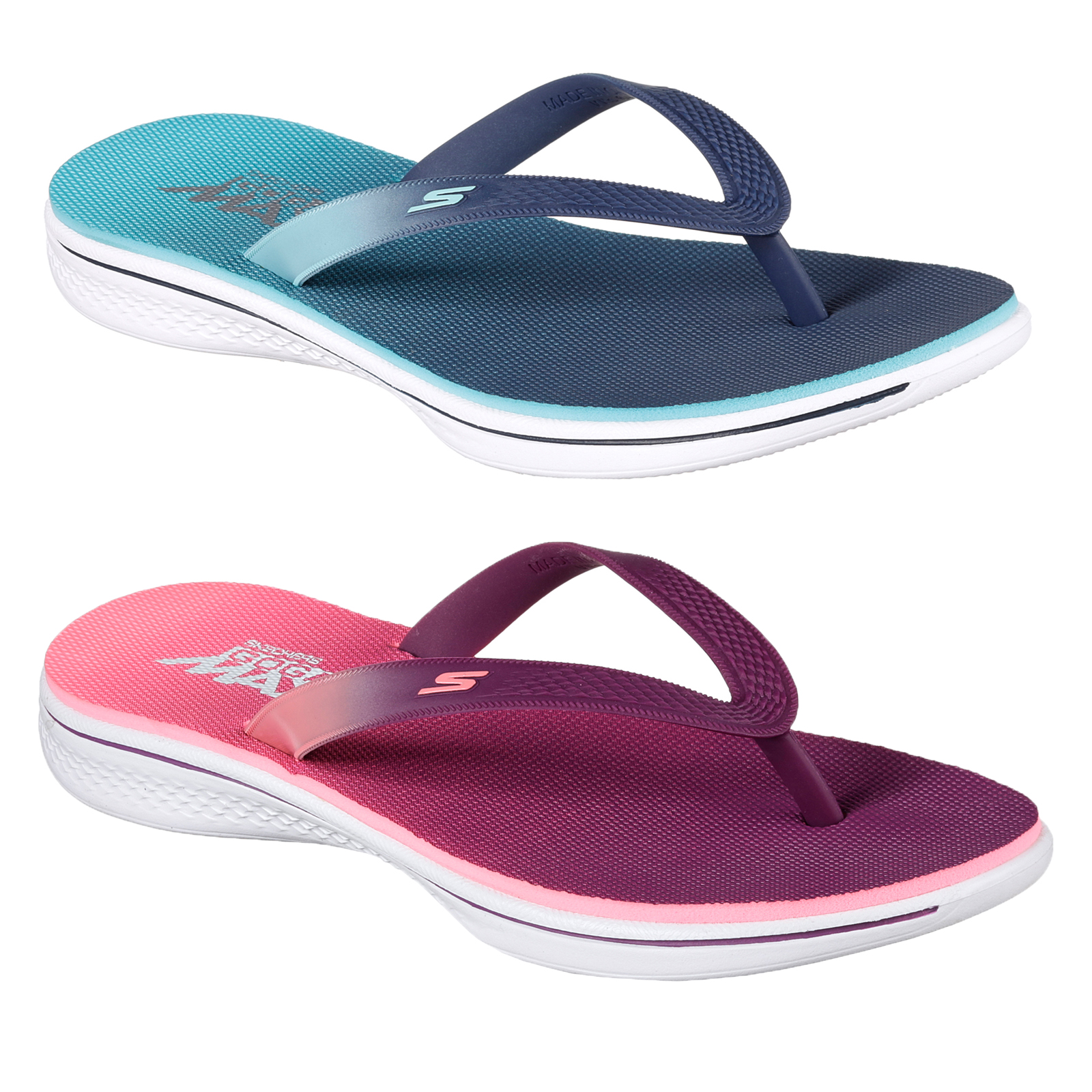 Skechers Go Walk Womens H2 Goga Splash Flip Flops Ladies Molded Toe 