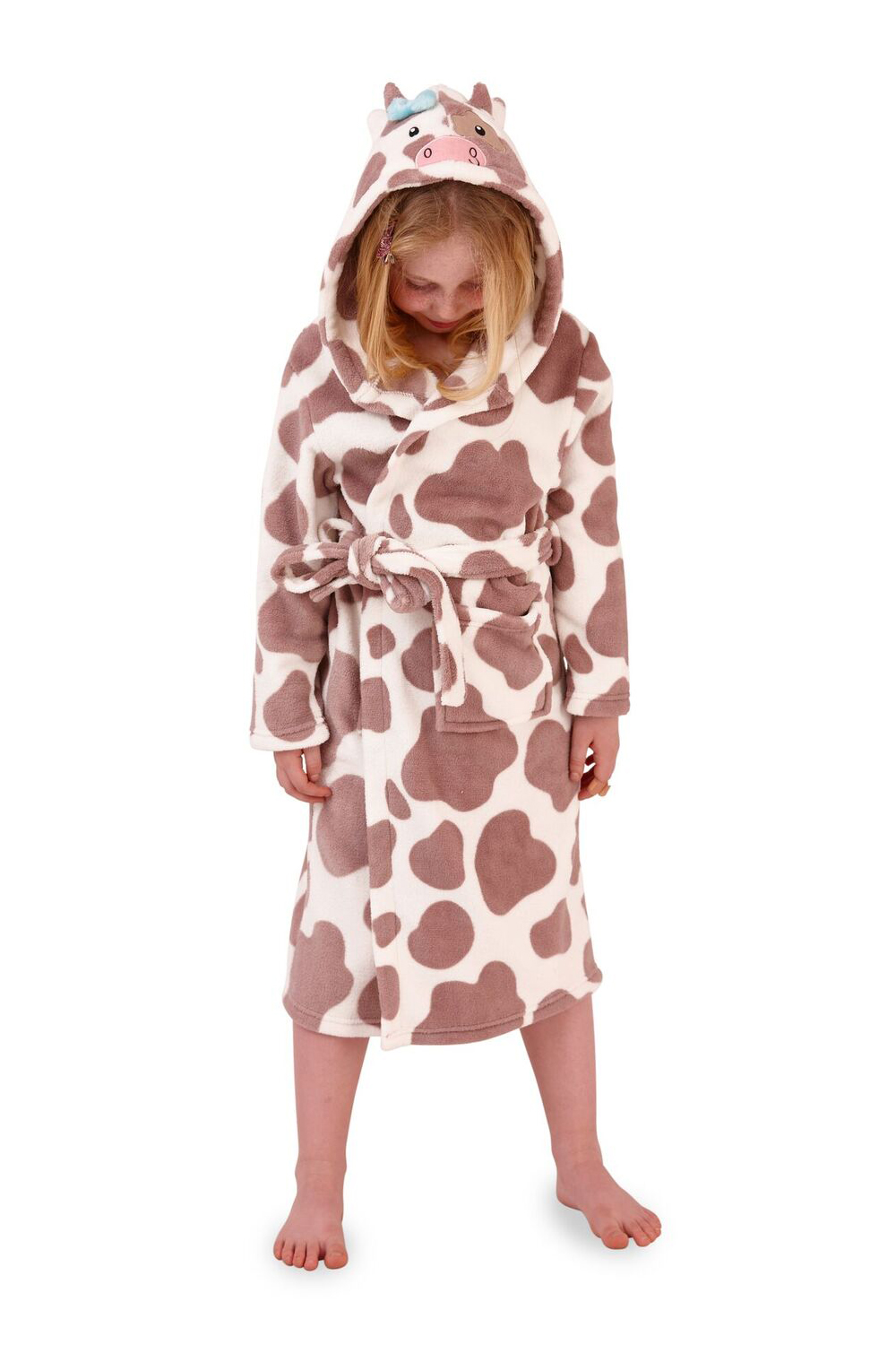 Nifty Kids 3D Cow Print Robe Dressing Gown Boys Girls New Super Soft Nightwear