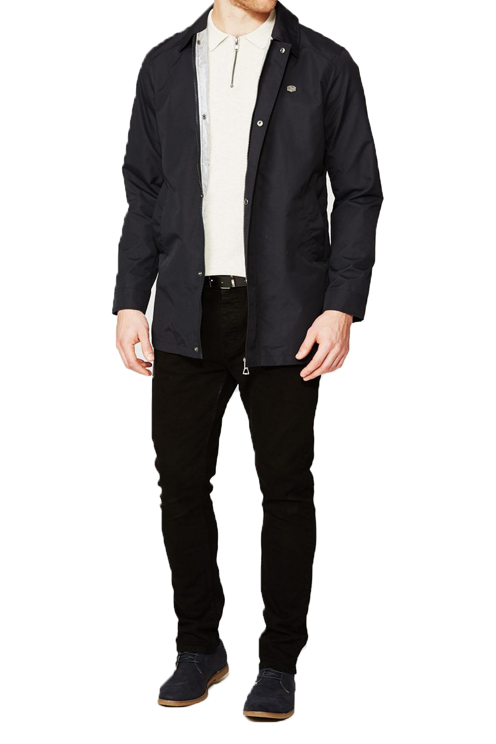 Threadbare Ashcolme Mens Spread Collar Mac Jacket Lightweight Zip Up