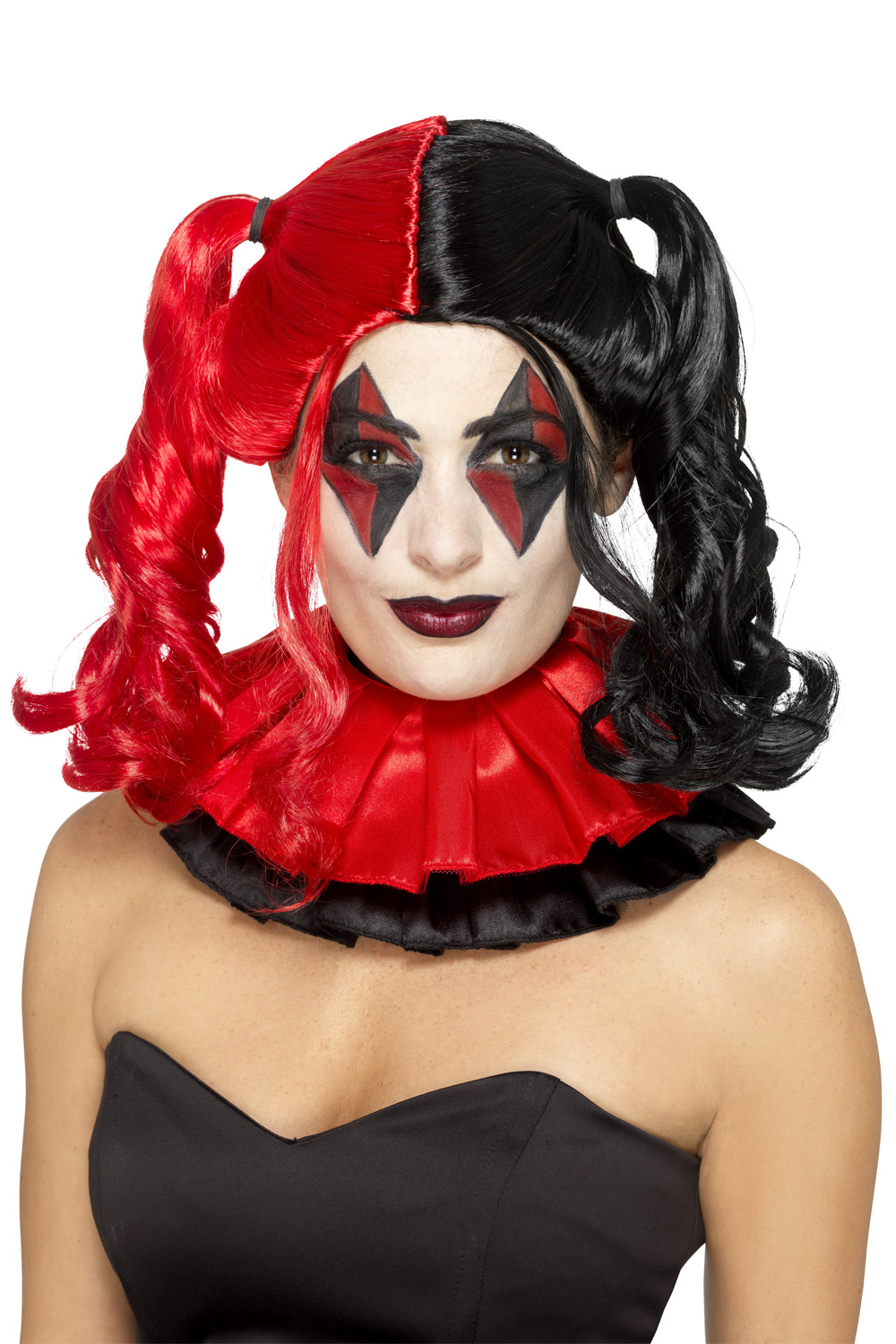Smiffys Womens Harlequin Leggings Or Twisted Wig Halloween Fancy Dress Costume