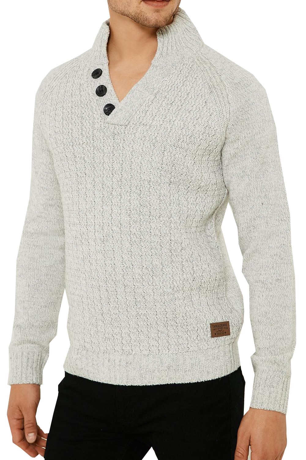 Threadbare Mens Funnel Neck Sweater Yarn Knit Ribbed Pullover Jumper eBay